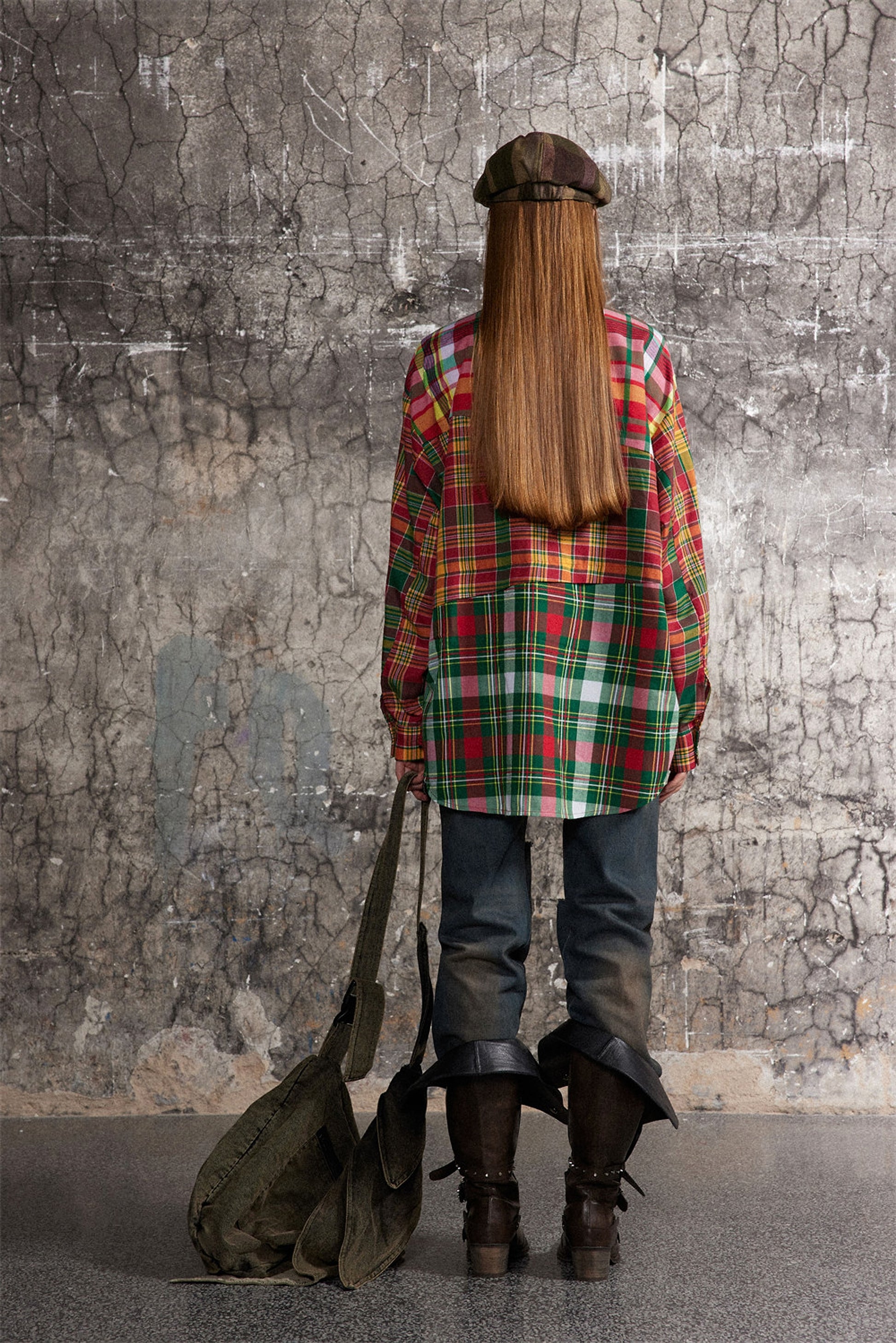 Irregular Spliced Plaid Blouse Women DressShirt - enhanced image 6