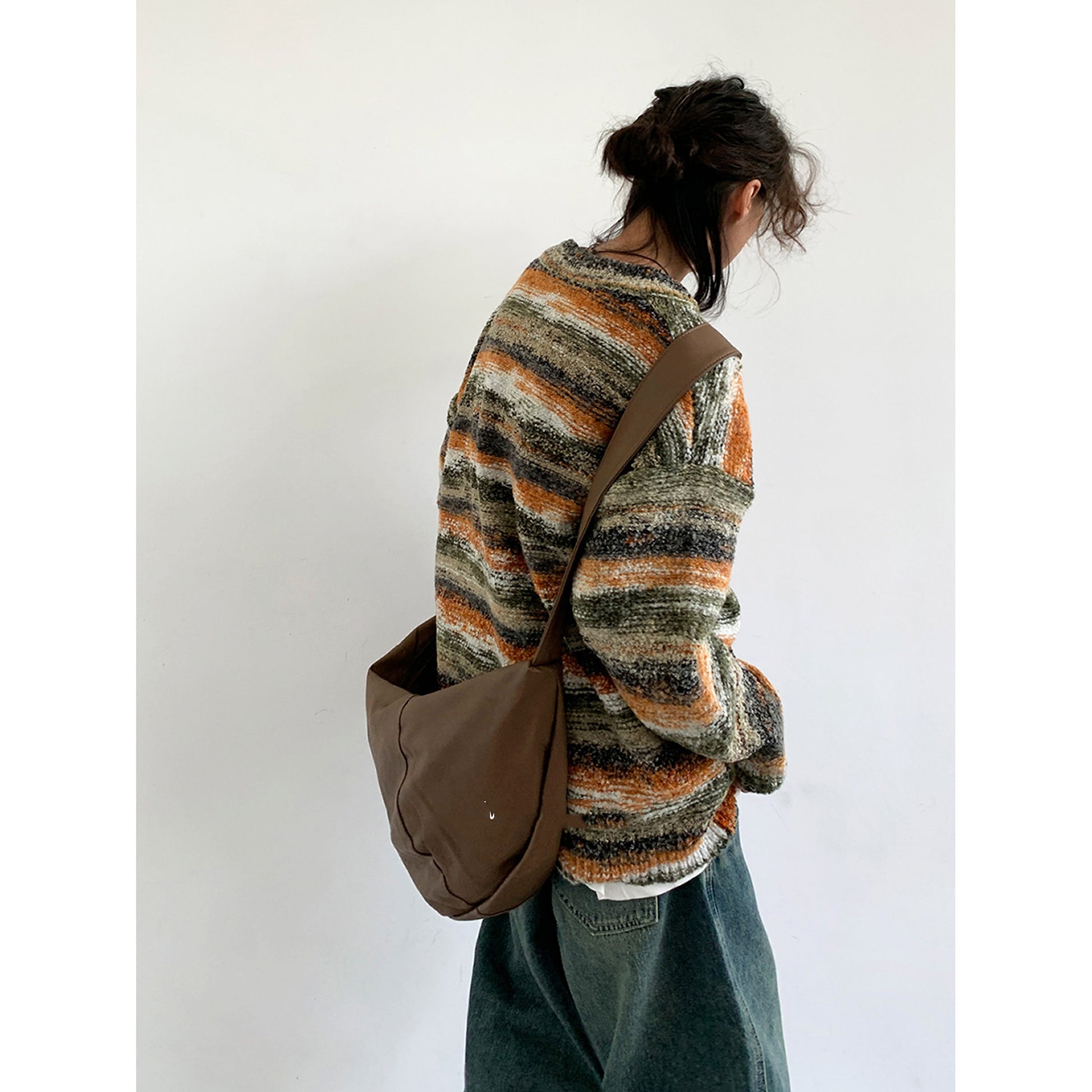 Japanese Street Harajuku Style Knitted Cardigan Gradient Neutral Loose Sweater Coat - enhanced image 6