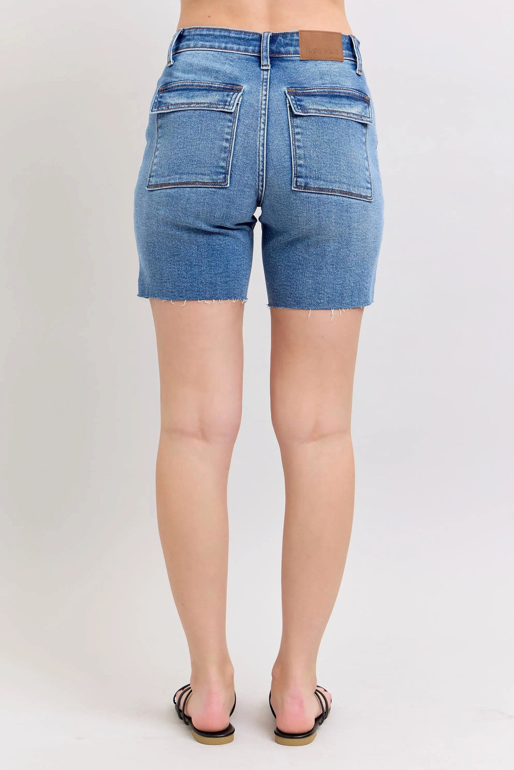 Judy Blue Full Size Mid Rise Bermudas Denim Shorts W/ Back Flap Pockets Plus Size - enhanced image 6