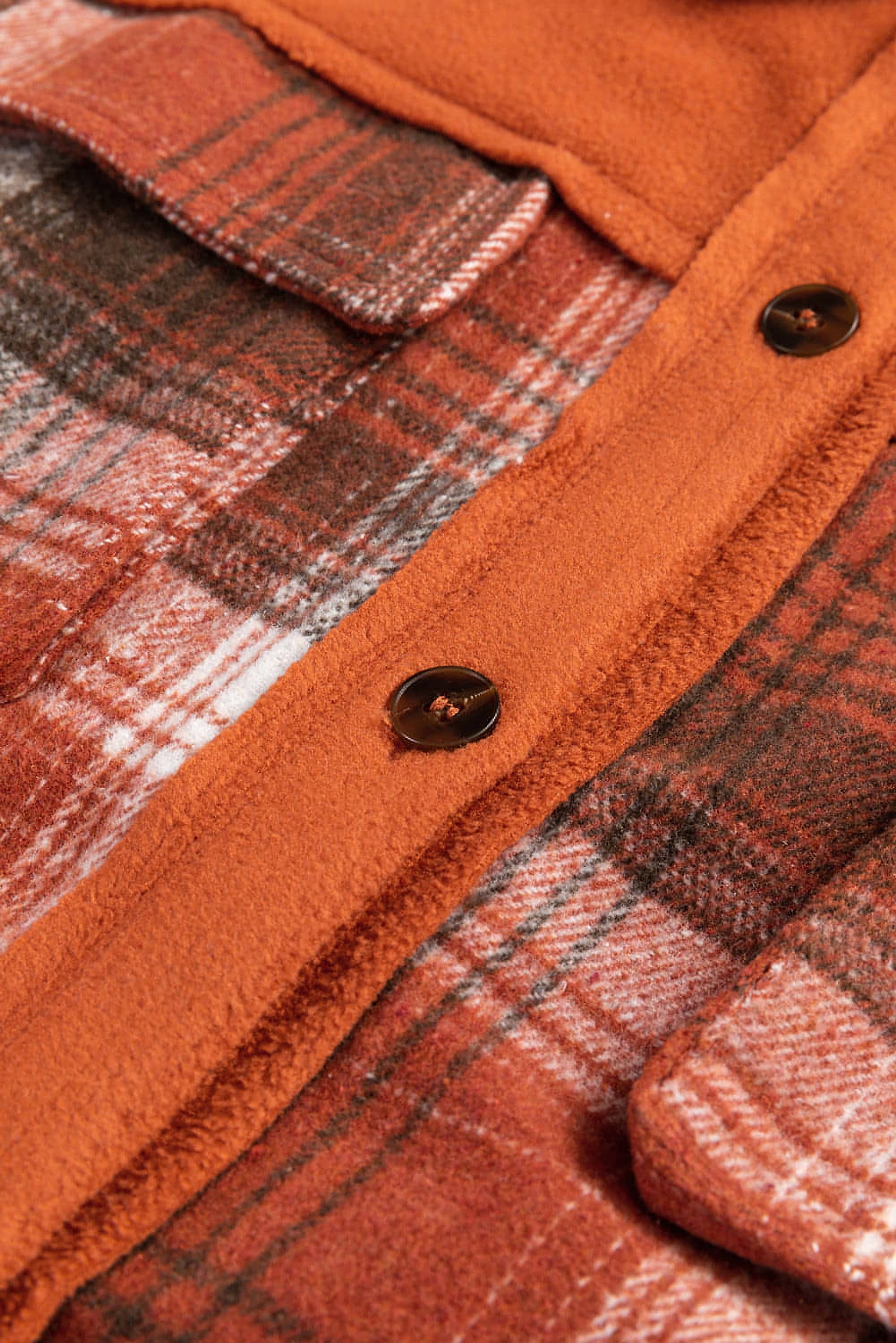 Khaki Colorblock Plaid Pattern Flap Pockets Buttoned Shacket - enhanced image 6