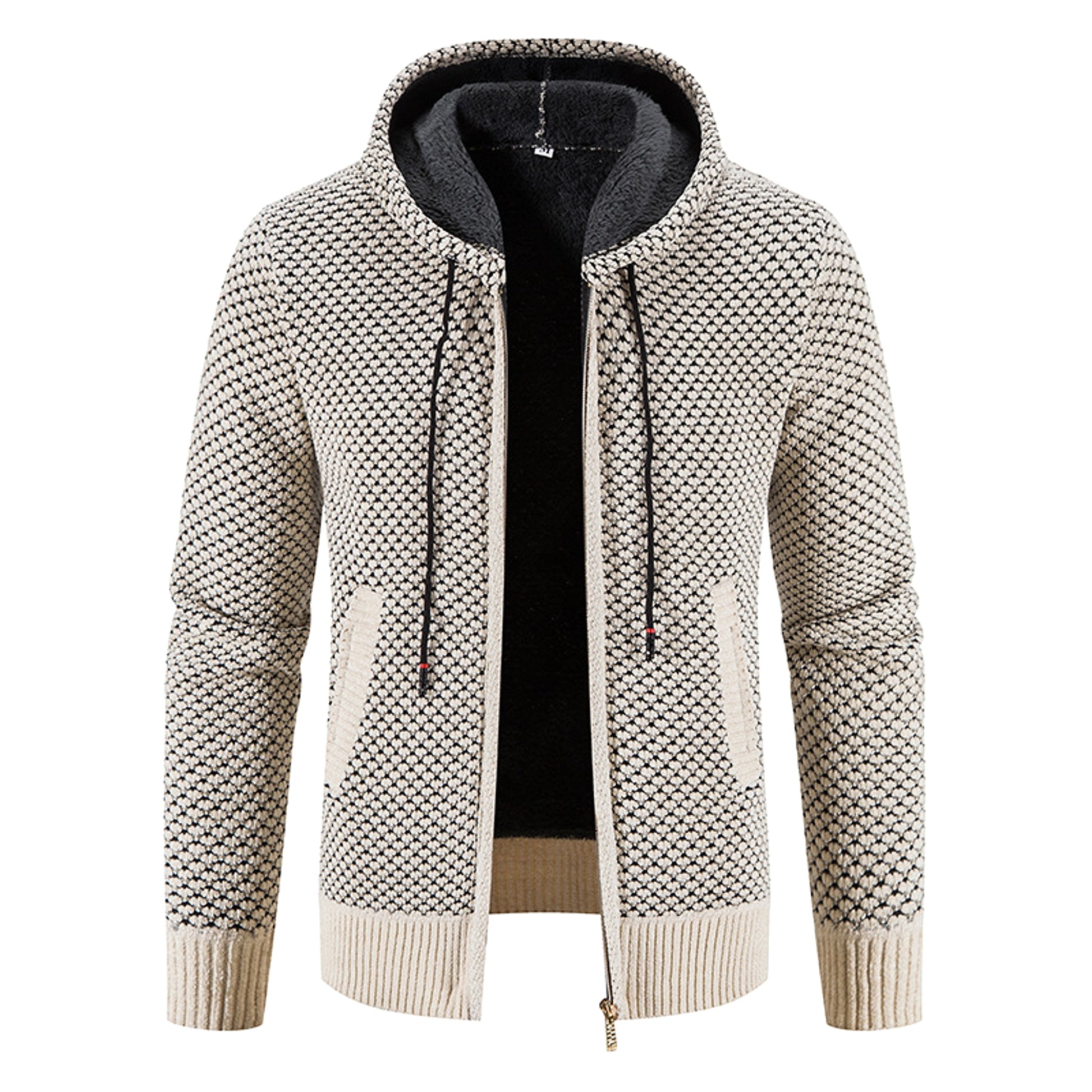 Knitwear Men's Hooded Sweater Fleece-lined Velvet-added Thickness Fleece-lined Warm Cardigan Coat - enhanced image 6
