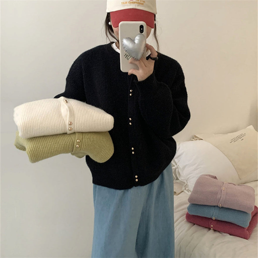 Korean Style Women's Long Sleeve Sweater Coat - enhanced image 6