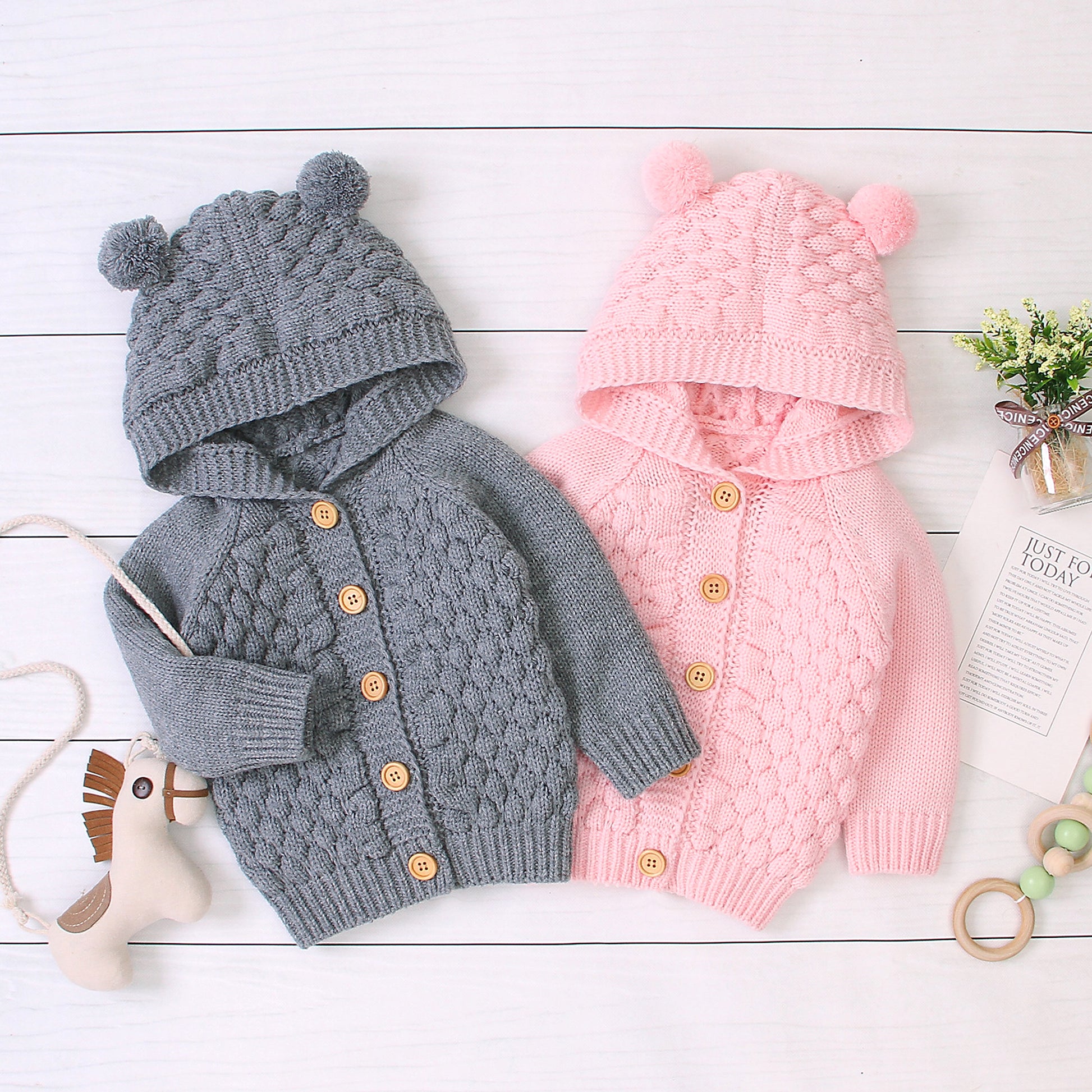 KuschelGlöckchen™ – Hooded Knit Jacket with Pom-Pom - enhanced image 6