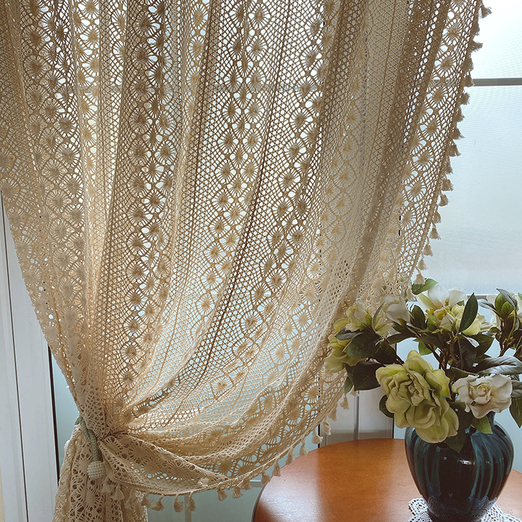 LaceHarvest™ – Cotton Hemp Crochet Curtain in Rustic Farmhouse Style - enhanced image 6