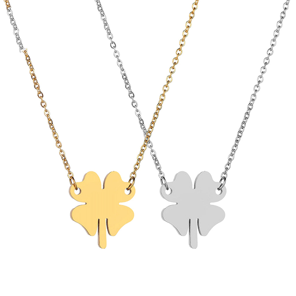 Ladies Stainless Steel Lucky Four-leaf Clover Necklace Lettering Clavicle Chain - enhanced image 6