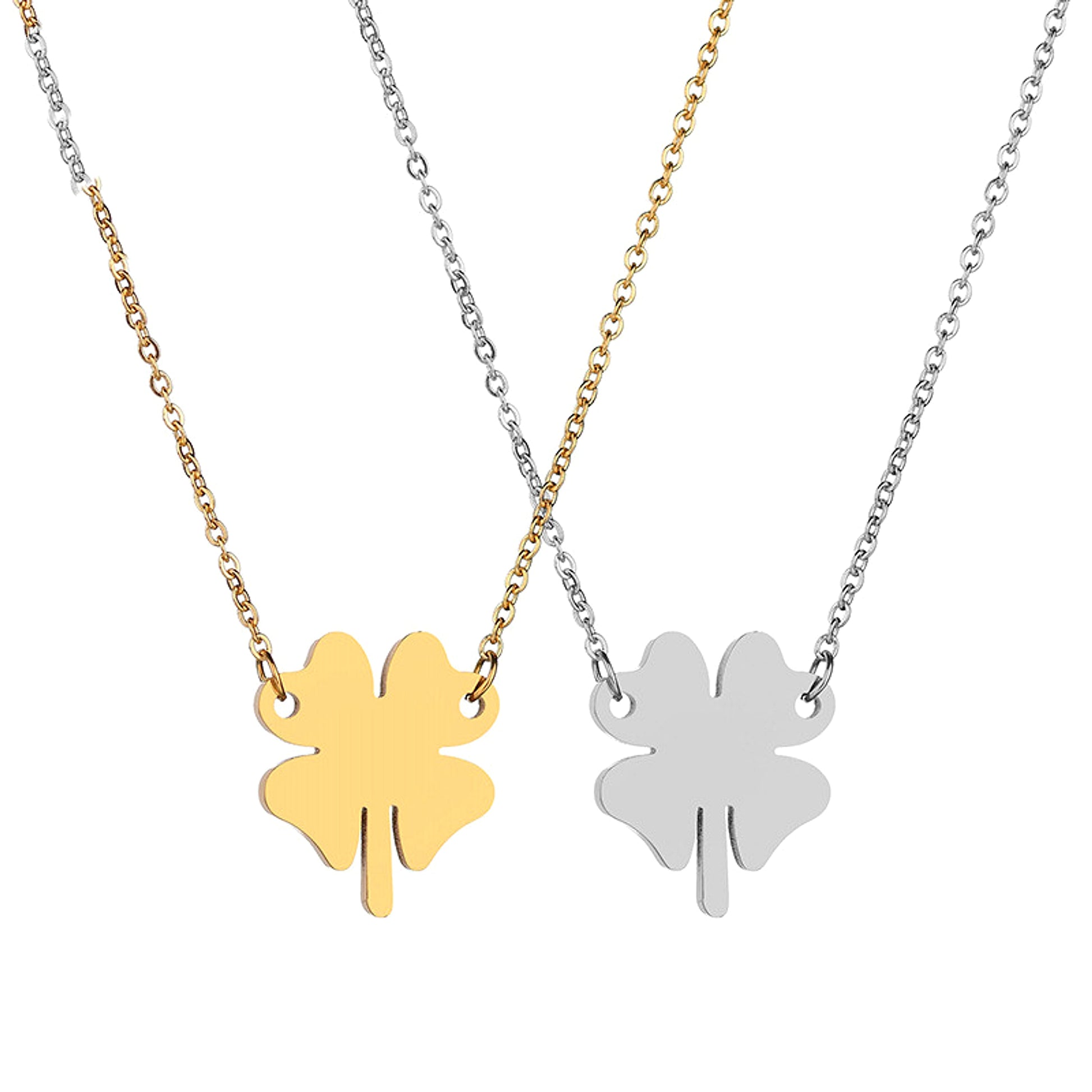 Ladies Stainless Steel Lucky Four-leaf Clover Necklace Lettering Clavicle Chain - enhanced image 6