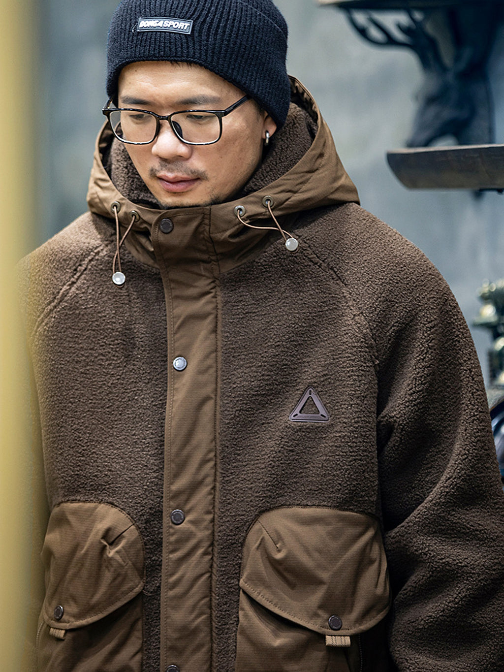 Lambswool Hooded Coat For Men Loose And Warm - enhanced image 6