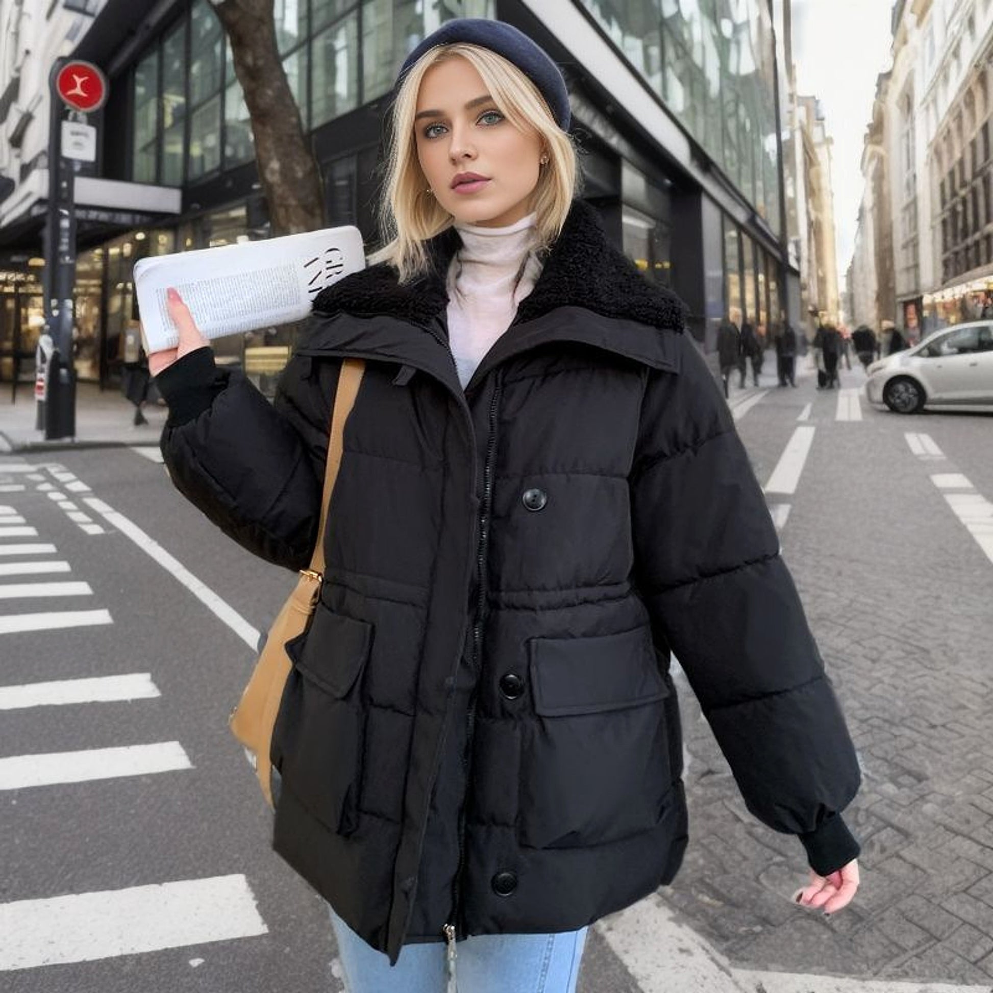 Large Lapel Down Jacket For Women - enhanced image 6