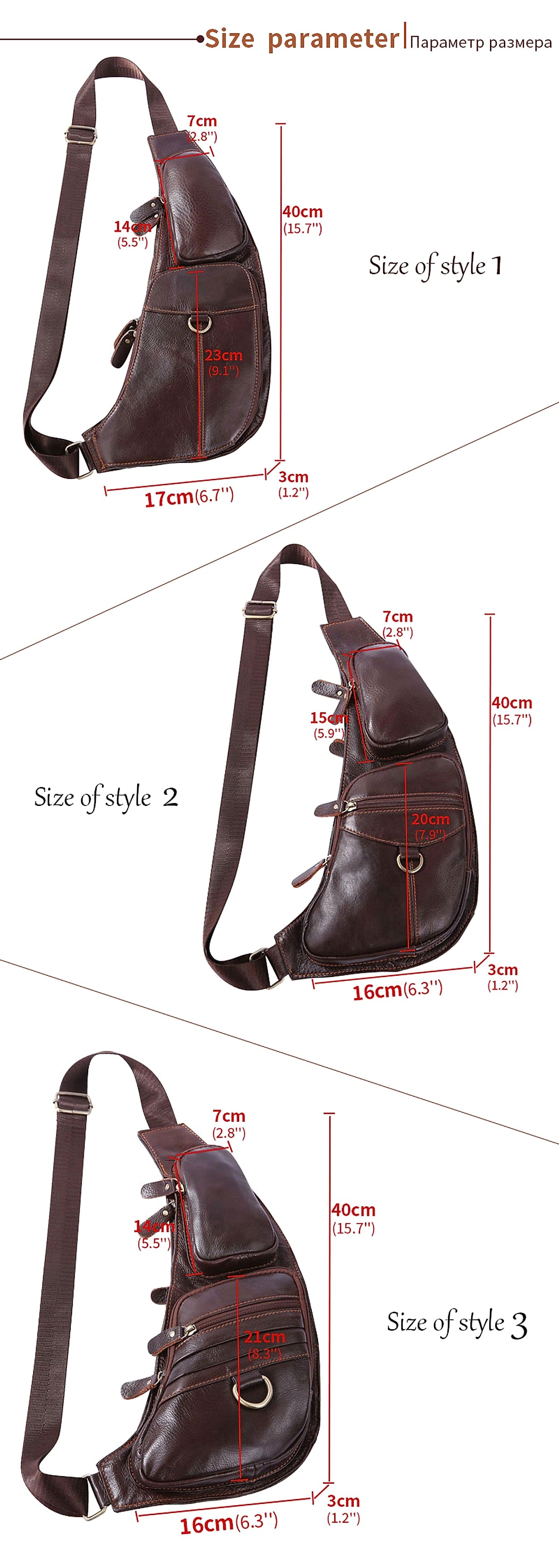 Leather Men's Chest Bag First Layer Cowhide Casual Satchel - enhanced image 6