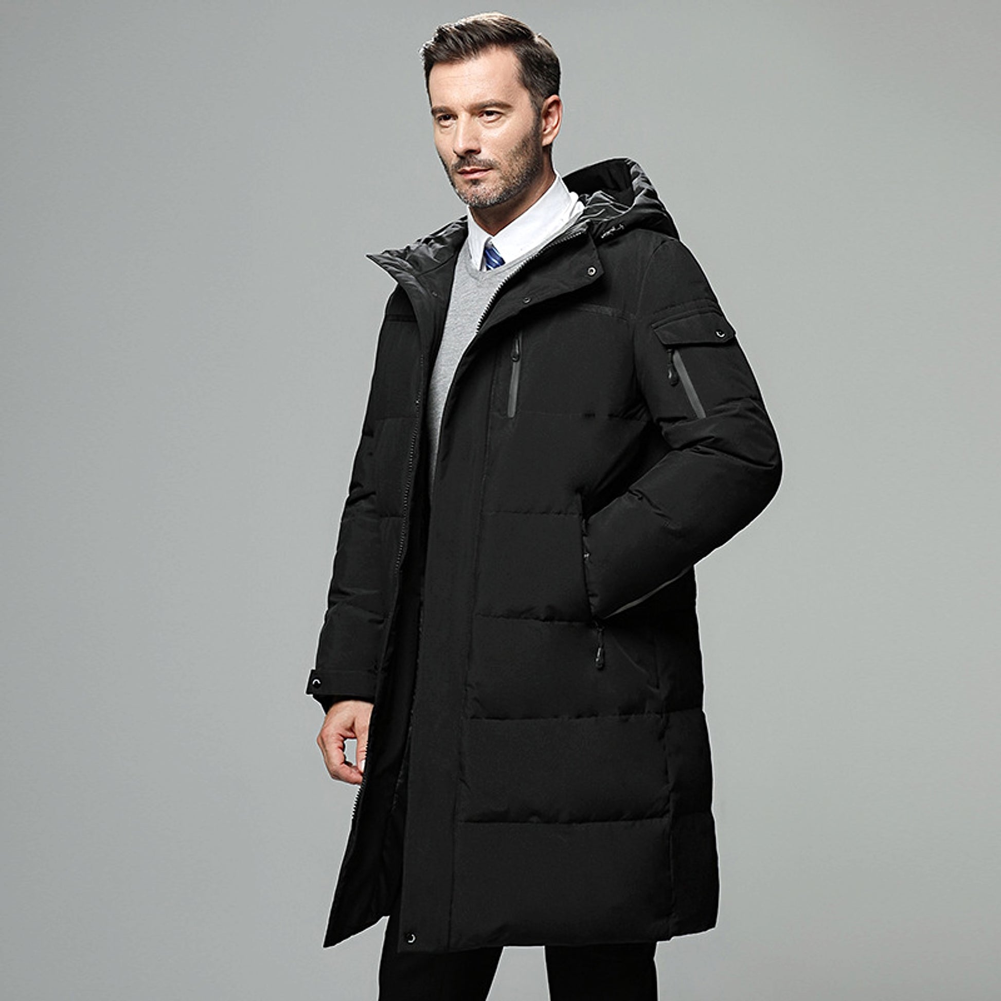 Long padded down jacket for men - enhanced image 6