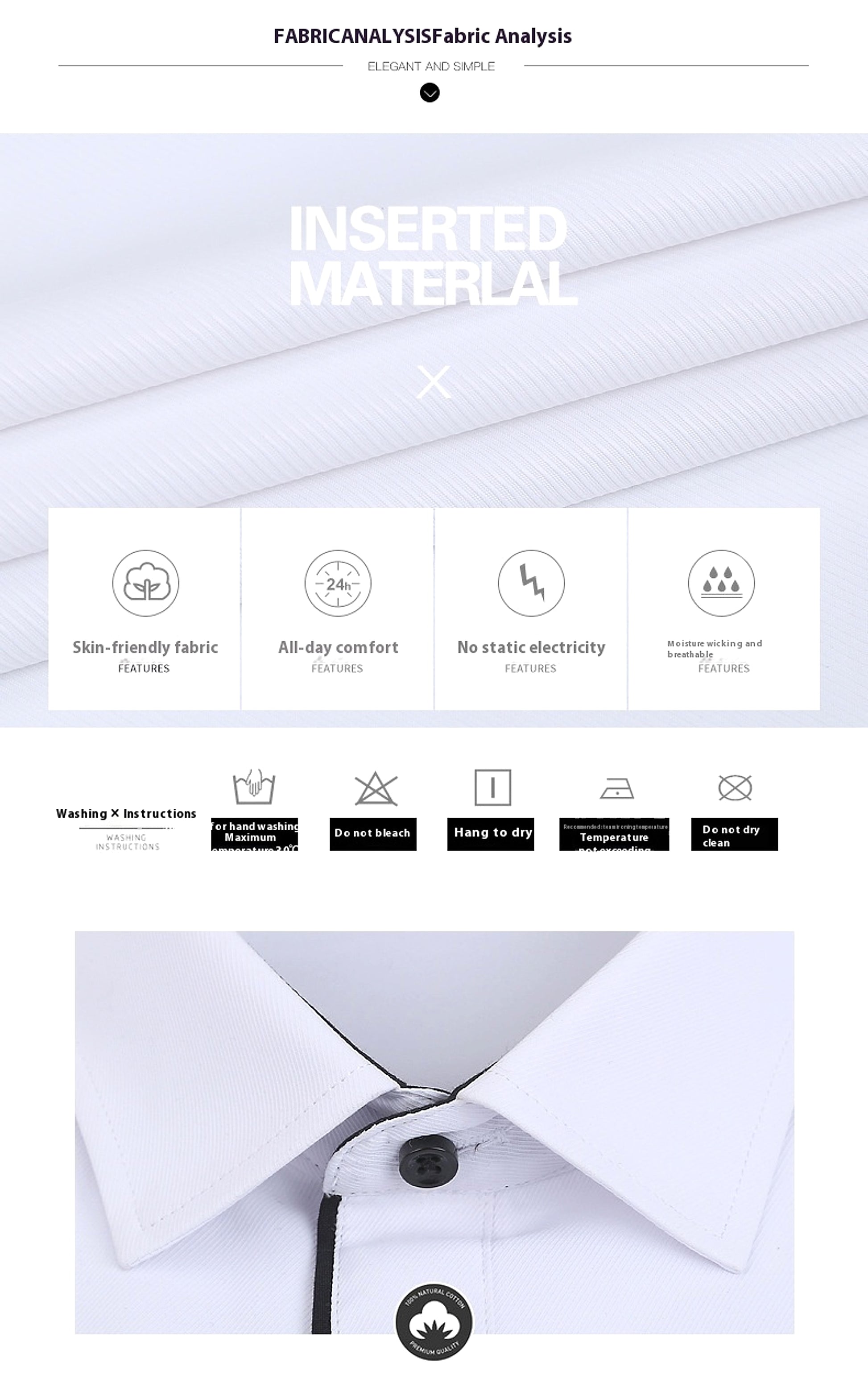 Long Sleeve Men's Business Pure Color Shirt - enhanced image 6
