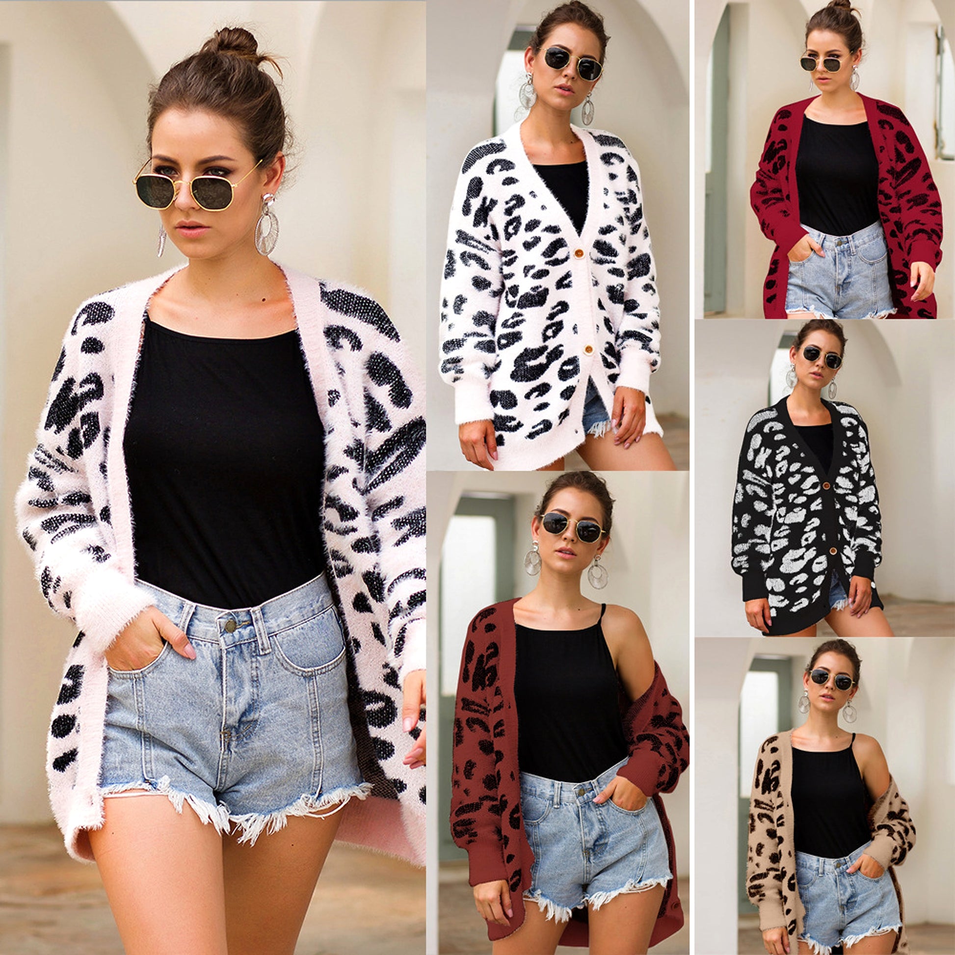 UrbanFur™ – Long Sleeve Leopard Knit Cardigan - enhanced image 6