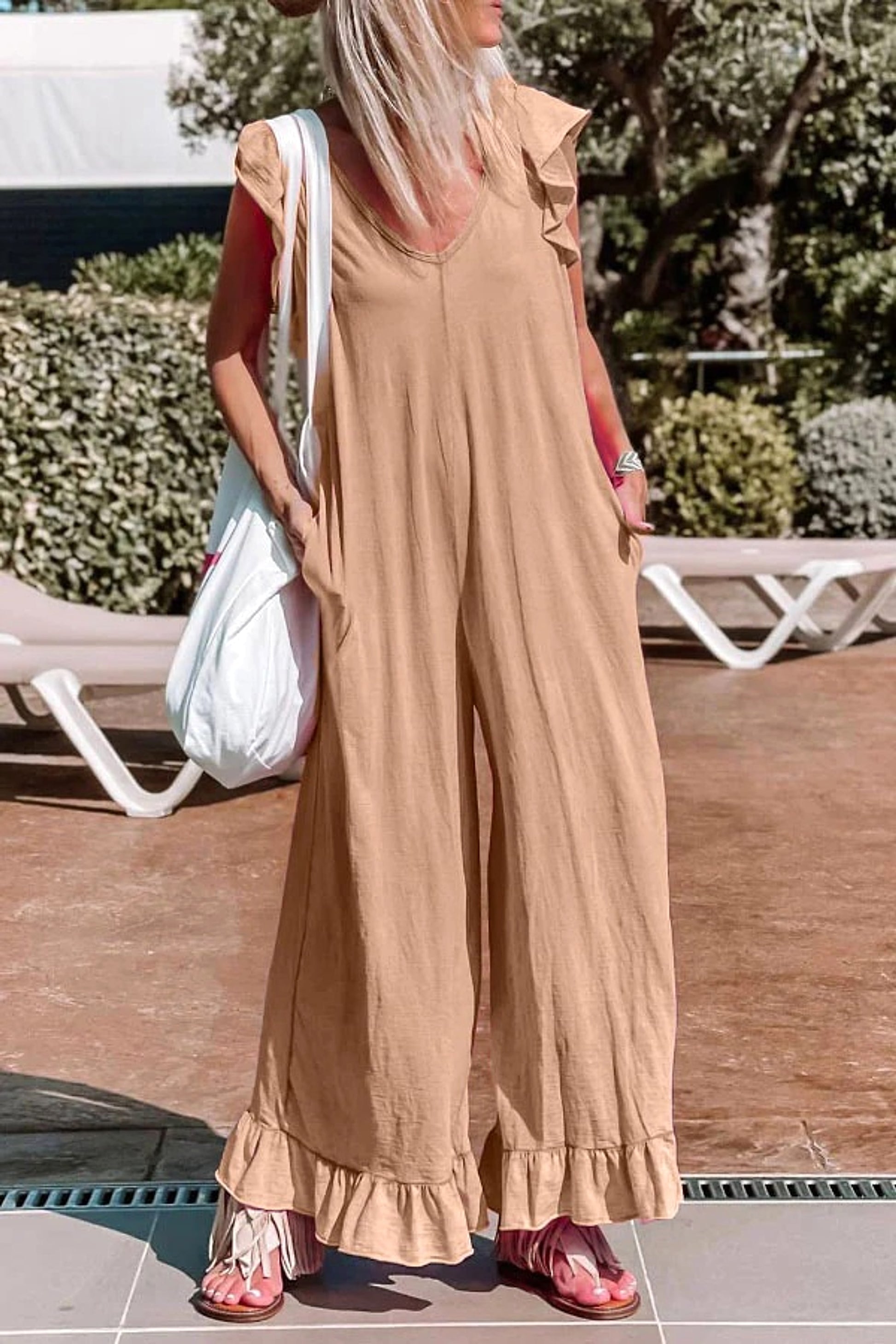 Loose Lotus Leaf Jumpsuit Casual Jumpsuit - enhanced image 6