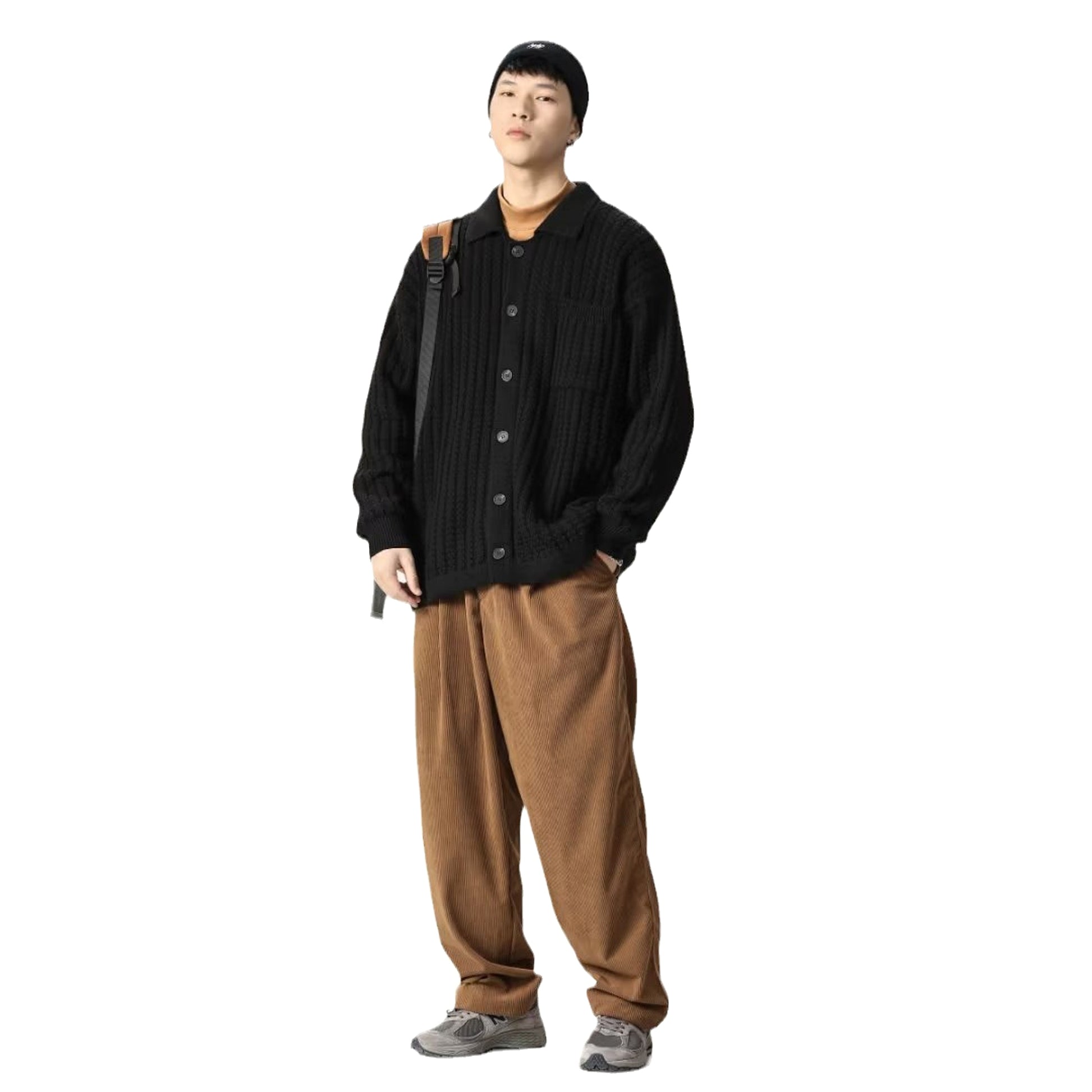 Loose Oversized Solid Color Knit Sweater Men - enhanced image 6
