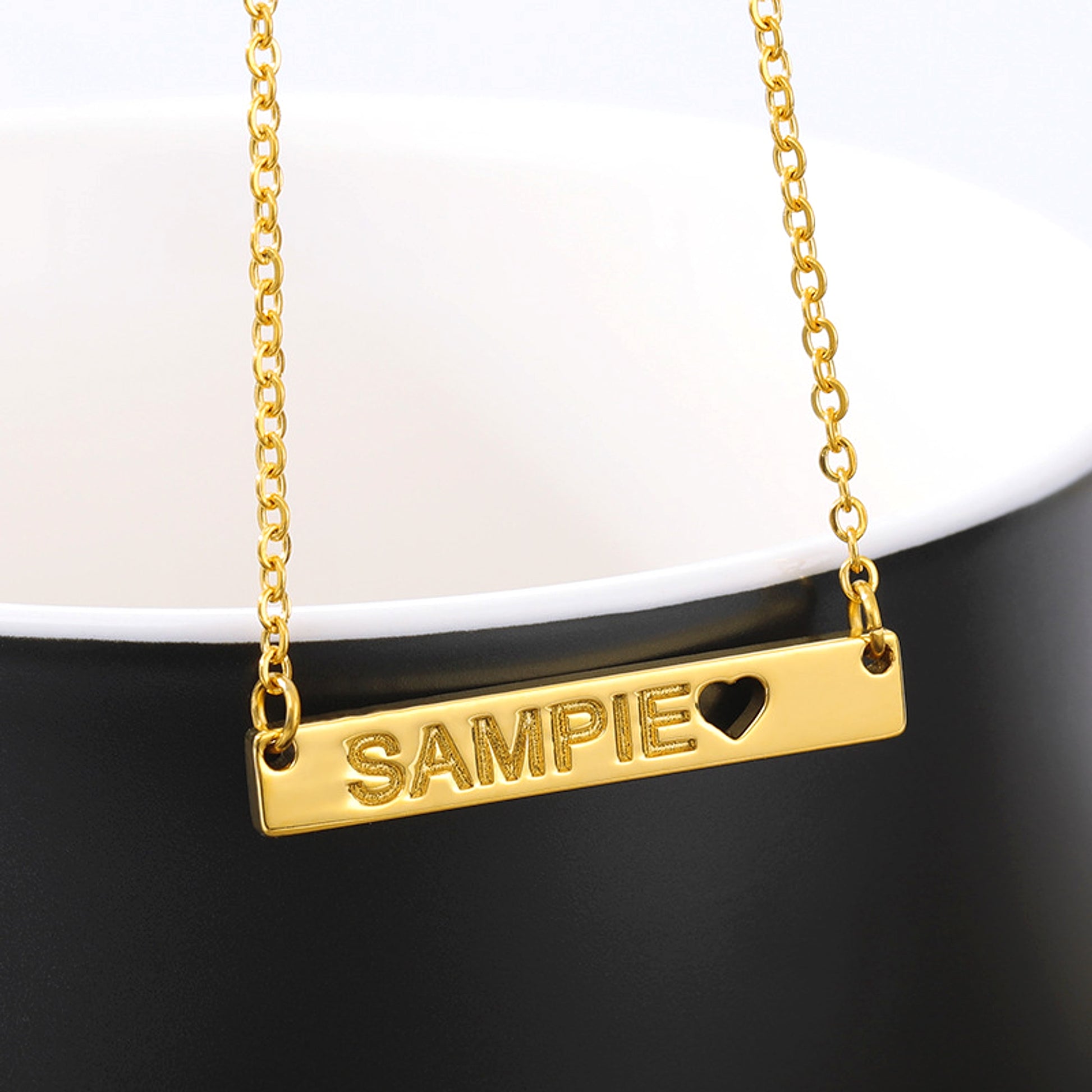 Love Hollow Square Brand Name Custom Necklace - enhanced image 6