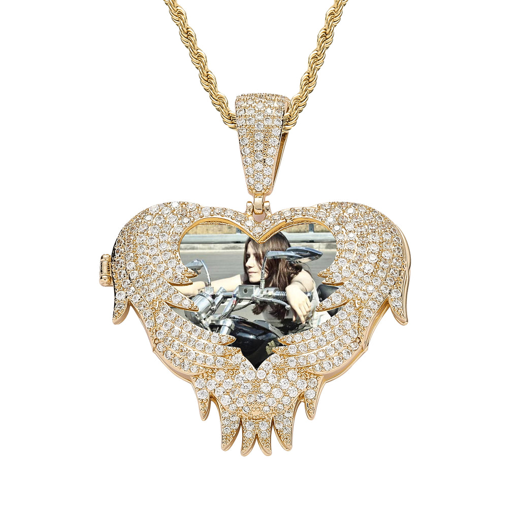 LoveShell™ – Custom Clamshell Heart Photo Pendant | Iced Out Zircon Necklace - enhanced image 6