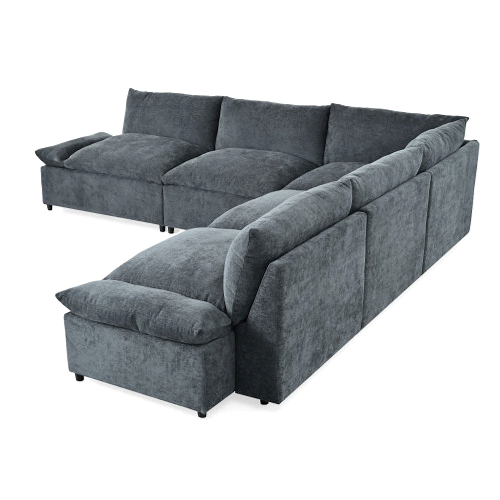 LuneluX_Home – 115.5" Modular Deep Gray Sectional Sofa with Storage & Plush Cushions - enhanced image 6