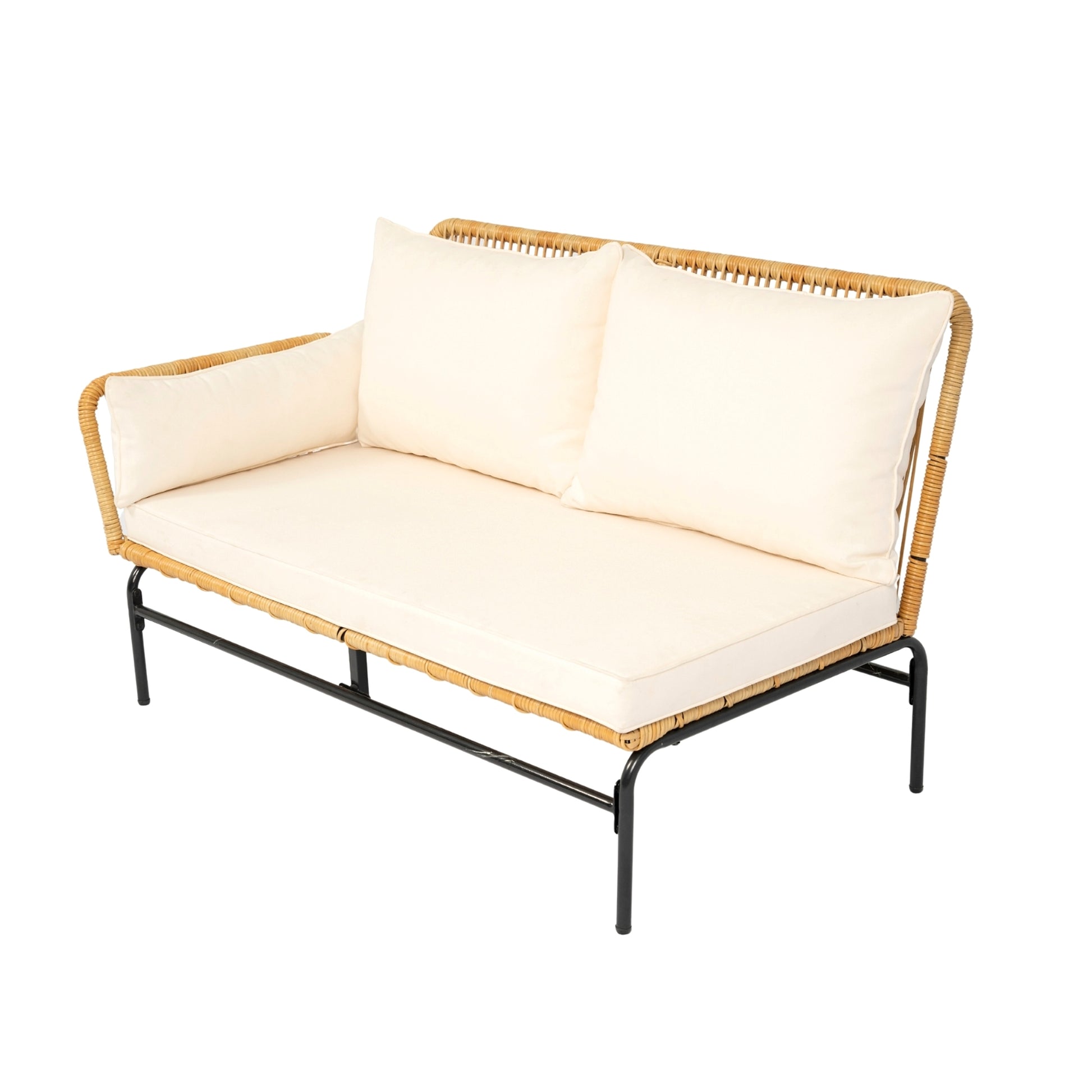 LuneluX_Home – 3-Piece Outdoor Patio Wicker Set with Thick Cushions (Light Yellow Wicker + Cream) - enhanced image 6