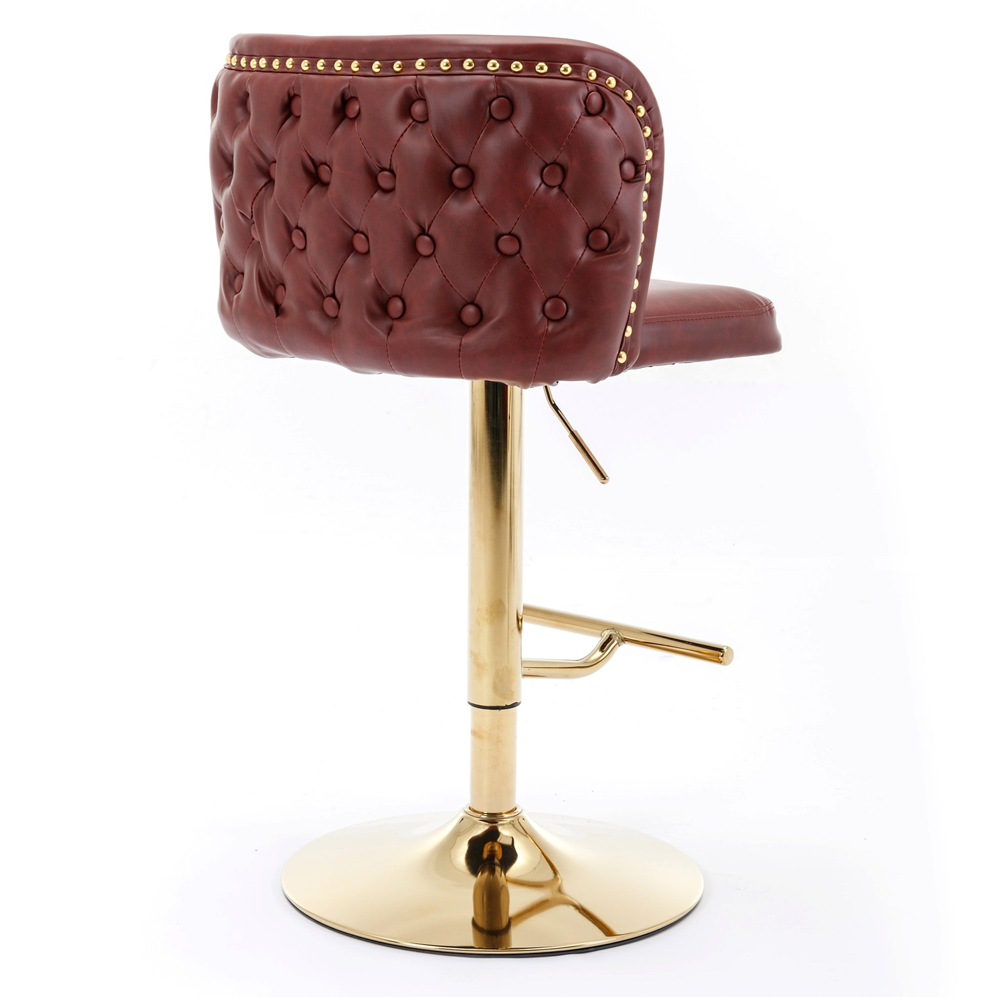 LuneluX_Home – Modern PU Leather Swivel Barstools (Set of 2, Burgundy) - enhanced image 6