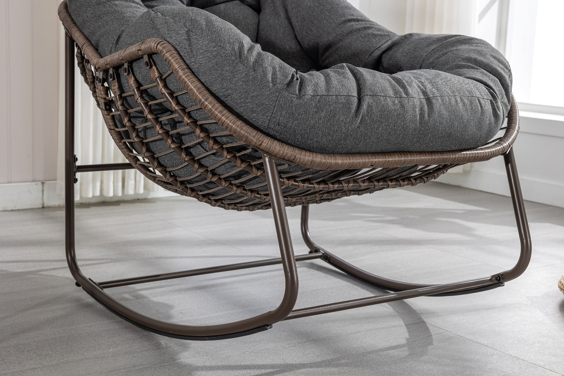 LuneluX_Home – Outdoor Rocking Lounge Chair with Cushion (Grey) - enhanced image 6