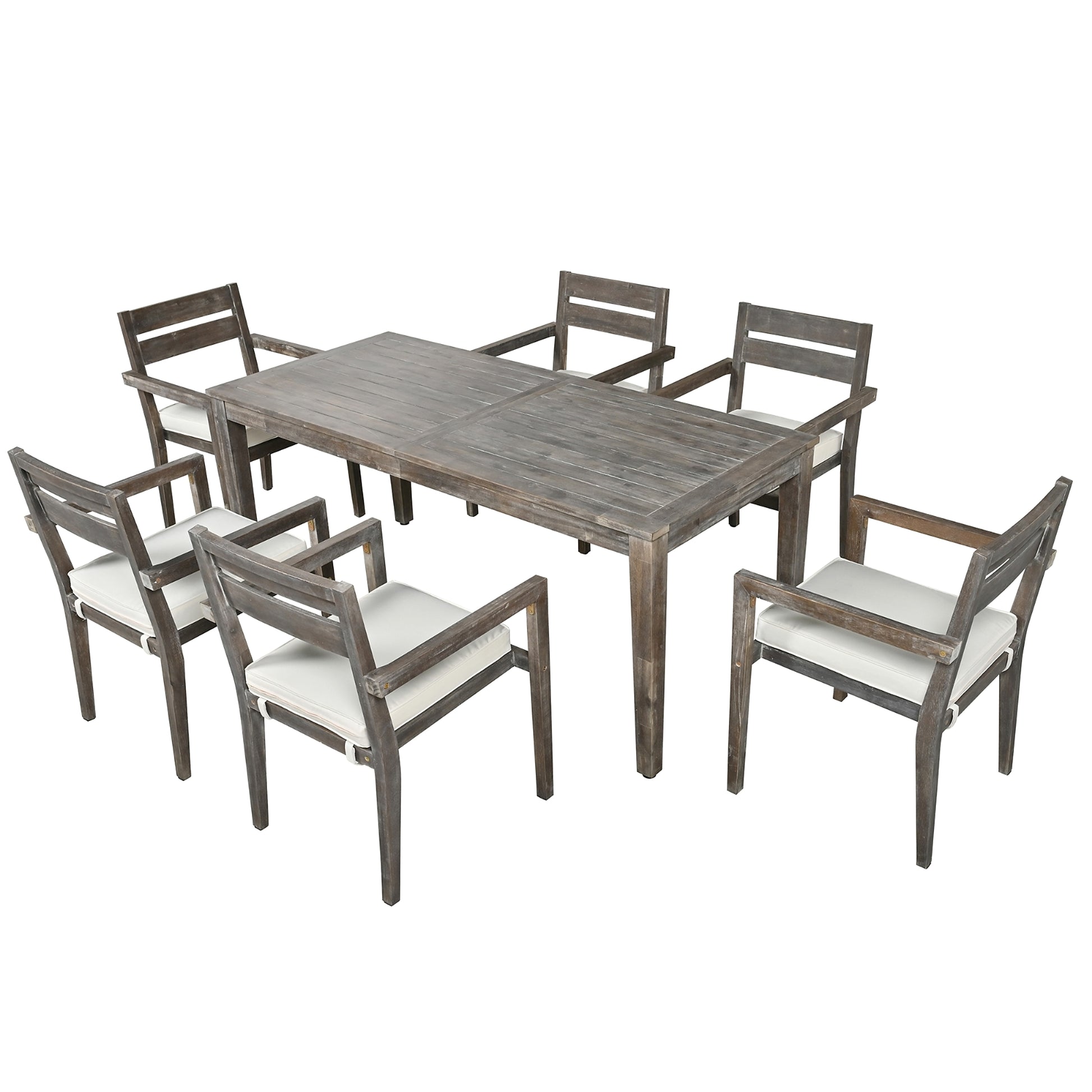 LuneluX_Home - Premium Hardwood Style Outdoor Dining Set (Grey, 6-Seater) - enhanced image 6