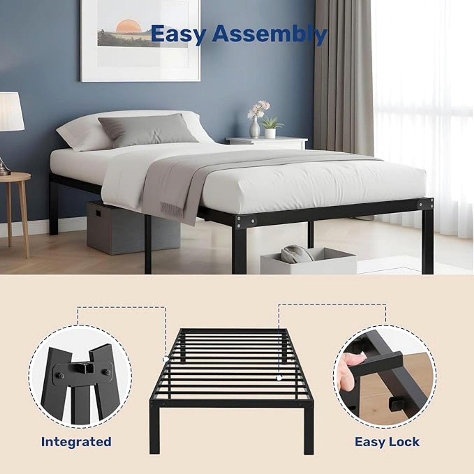 LuneluX_Home – Urban Metal Bedframe 90 × 190 cm - enhanced image 6