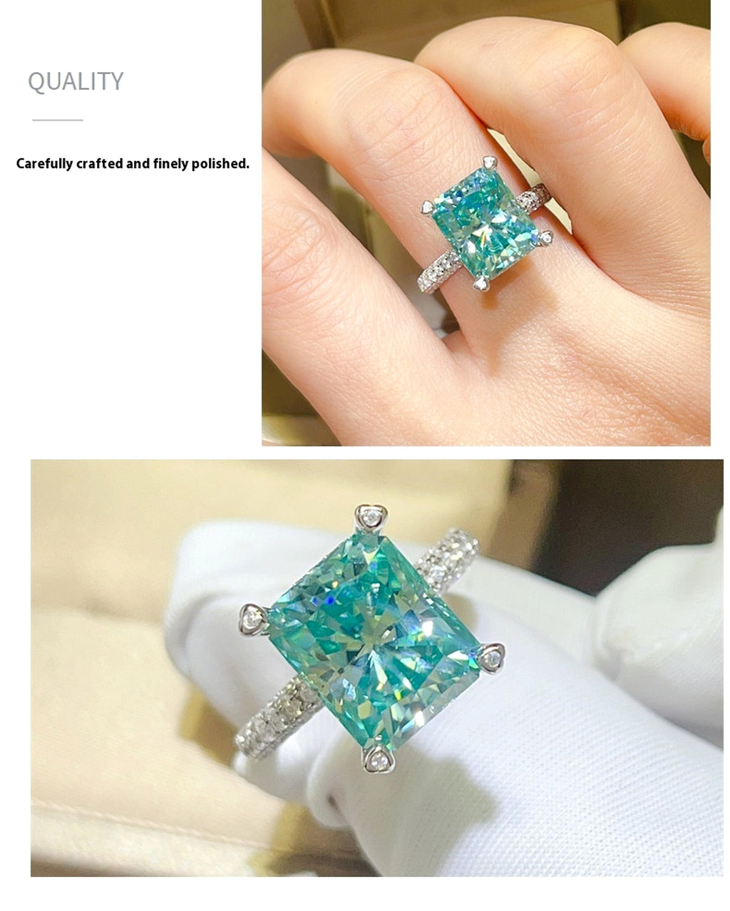 LuxeJewels™ – ParaGreen Royal – 5K Moissanite Signature Ring - enhanced image 6