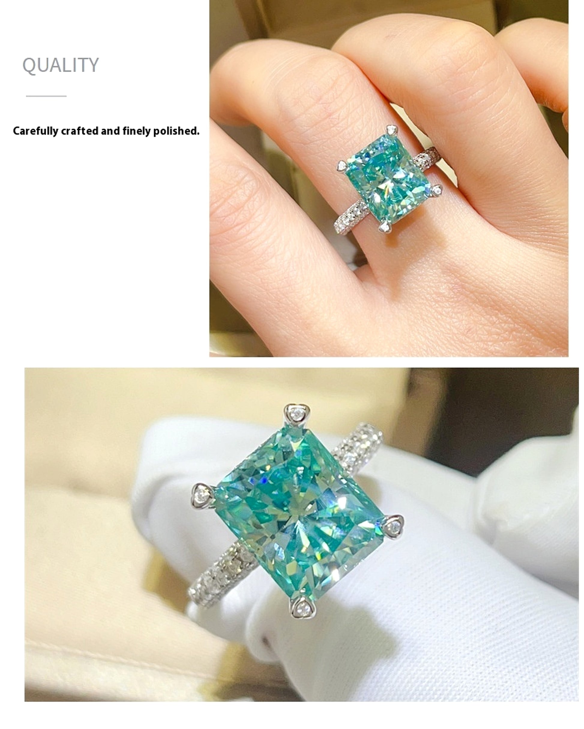 LuxeJewels™ – ParaGreen Royal – 5K Moissanite Signature Ring - enhanced image 6