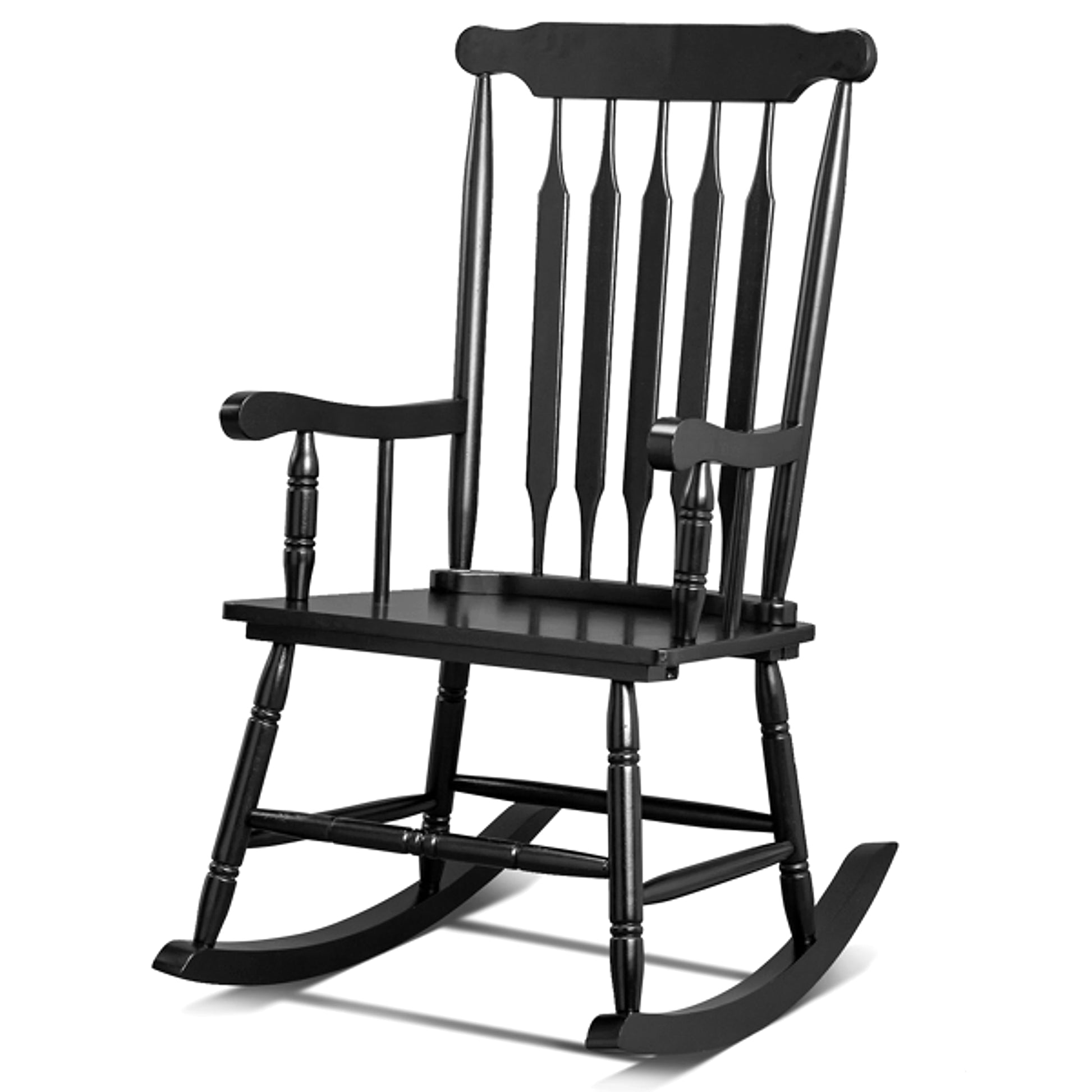 LuxePorch™ – Black Poplar Windsor Wood Rocking Chair (US Warehouse) - enhanced image 6