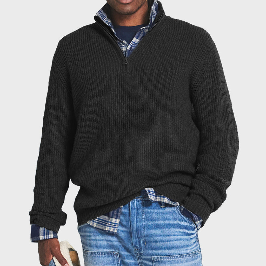 Men's Business Casual Loose Zip Stand Collar Sweater - enhanced image 6