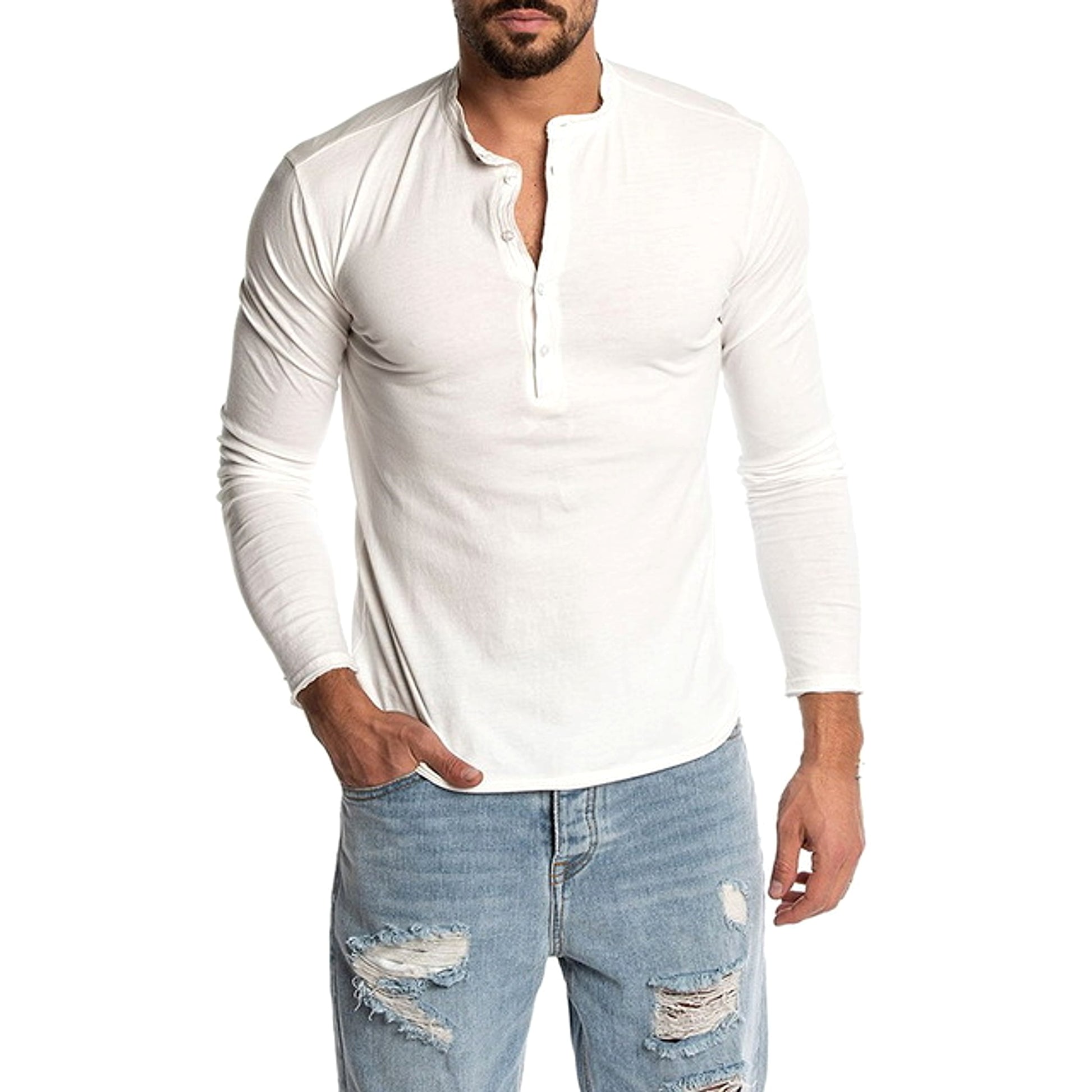 Men's Fashion Solid Color Long Sleeve O-neck T-shirts Mens - enhanced image 6