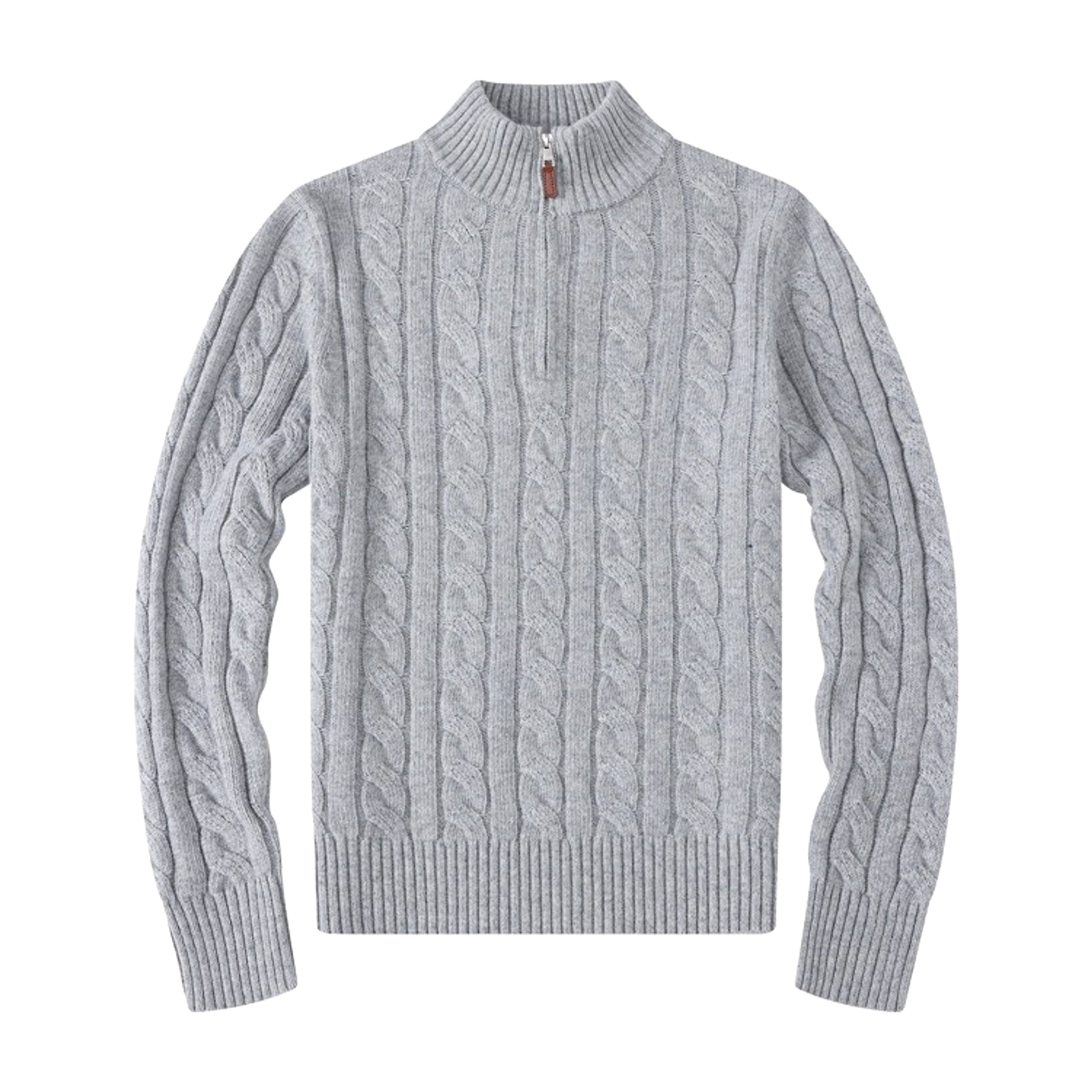 Men's Half-height Zip Twist Knit Bottoming Shirt - enhanced image 6