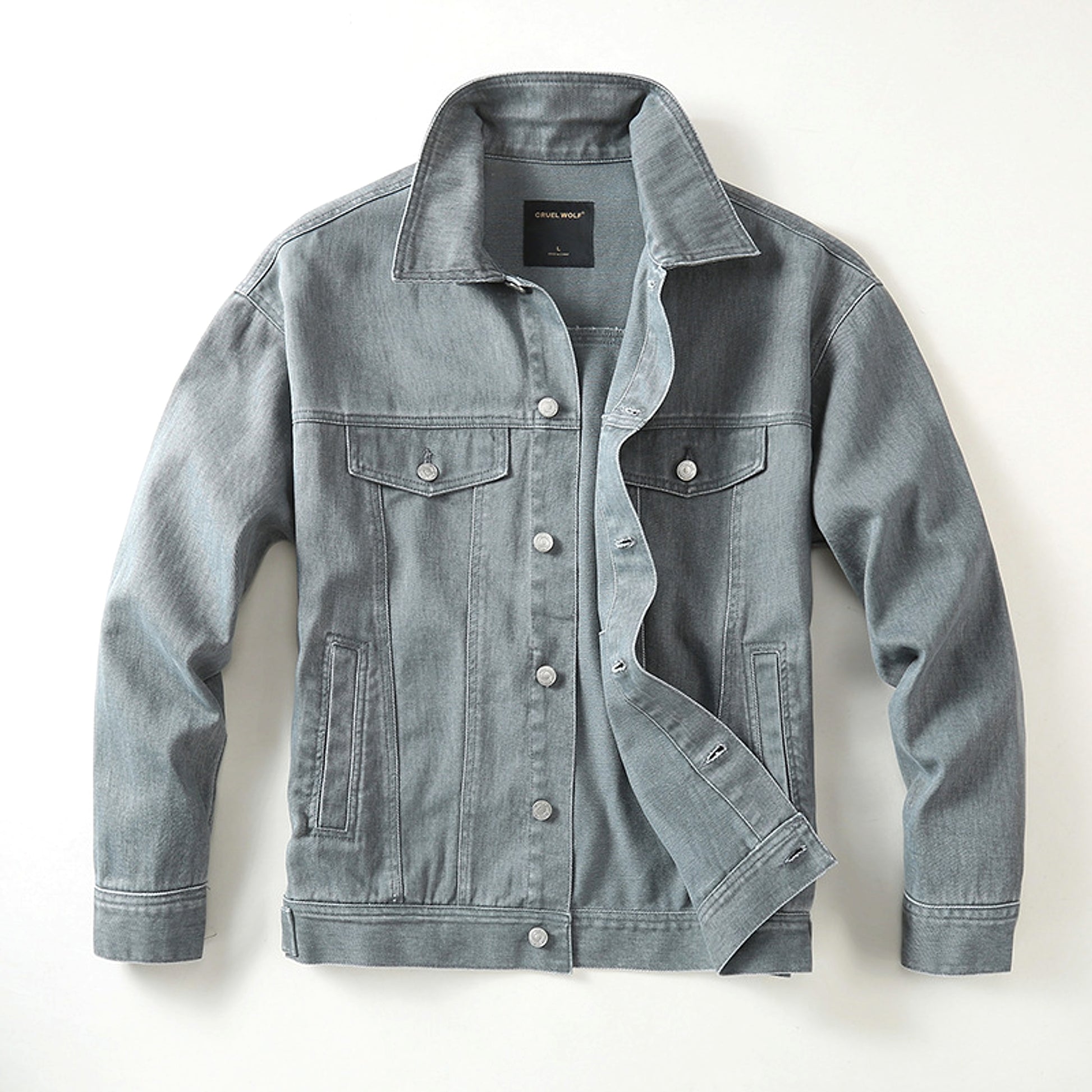 Men's High Street Loose-fitting Workwear Jacket Polo Collar Top Cotton - enhanced image 6