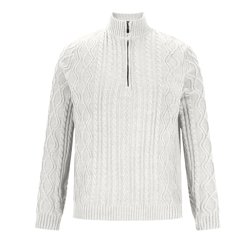 Men's Knitwear Half Zipper Coat Solid Color Twisted Thickened Sweater - enhanced image 6