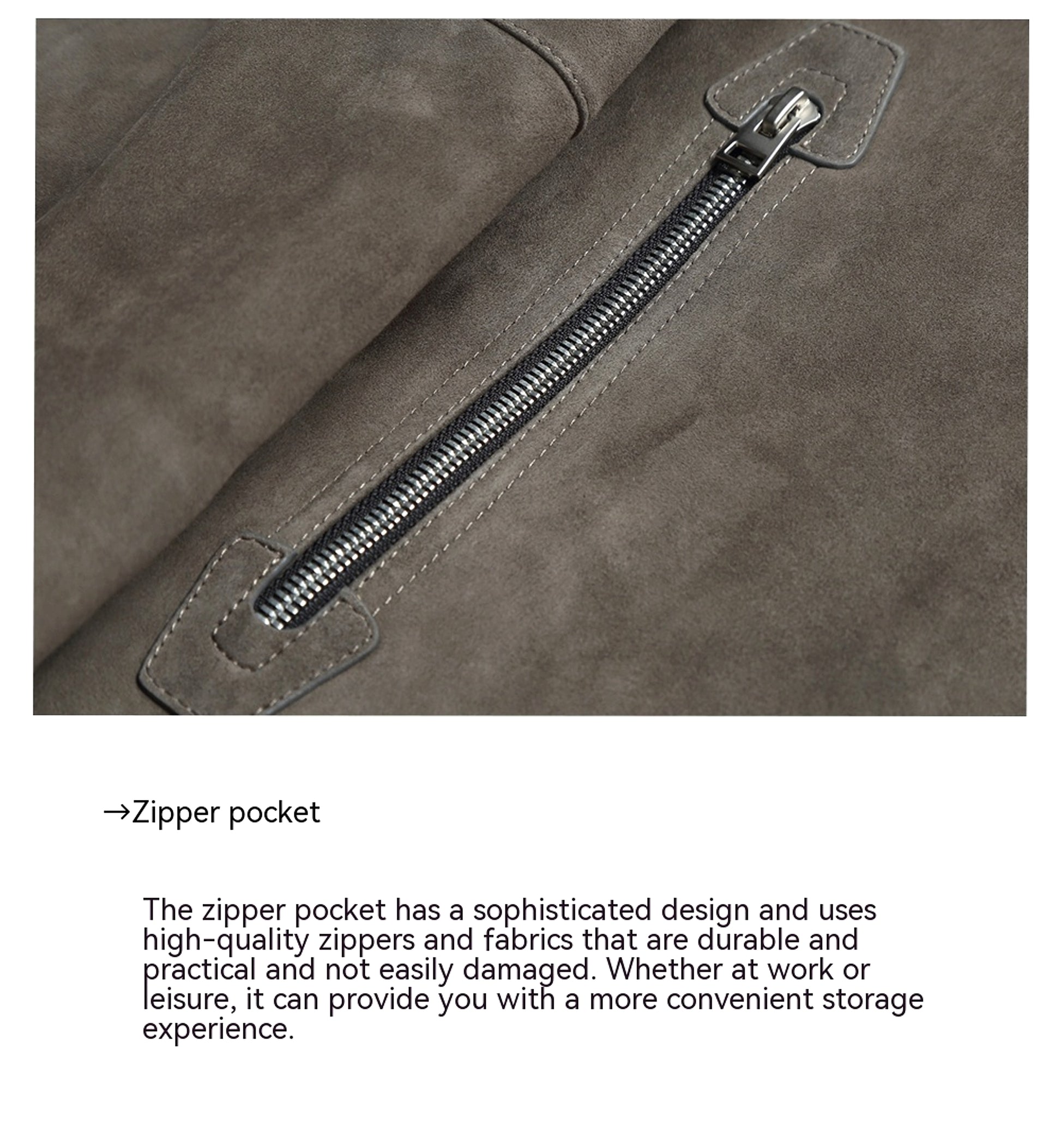 A1. Men's Lambskin Suede Lapel Biker's Leather Jacket - enhanced image 6