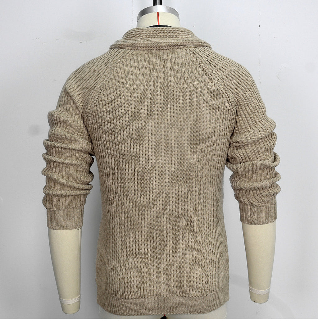 Men's Lapel Knitting Cardigan Fashion Button Sweater With Pockets Outwear Long Sleeve Top Spring Fall - enhanced image 6