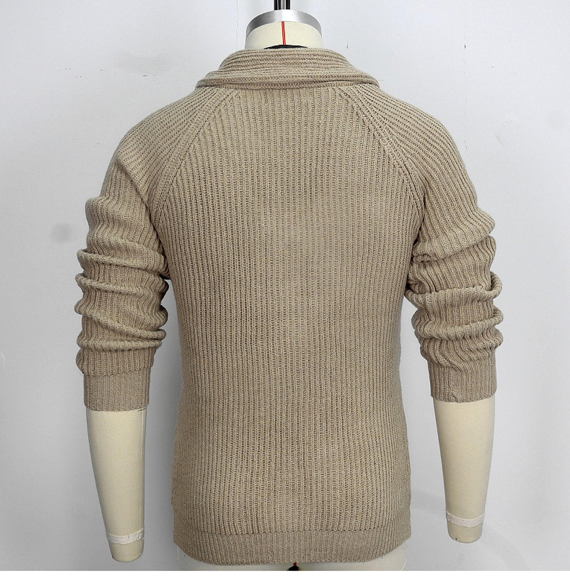 Men's Lapel Knitting Cardigan Fashion Button Sweater With Pockets Outwear Long Sleeve Top Spring Fall - enhanced image 6