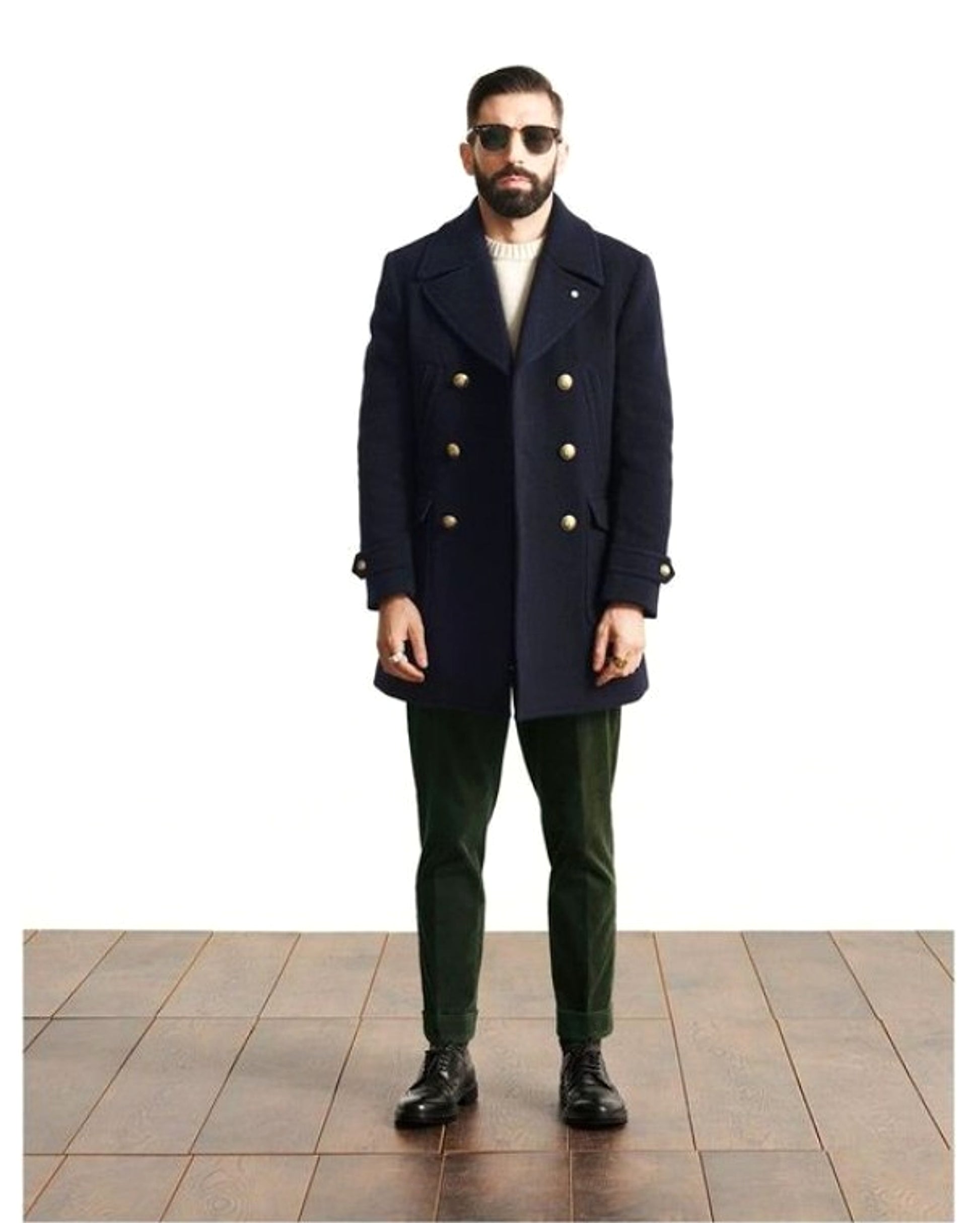 A1. Men's Mid-length Long Sleeve Woolen Coat - enhanced image 6