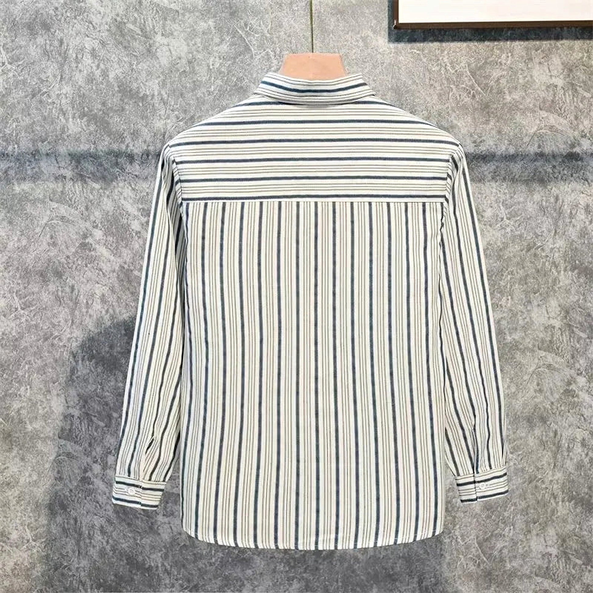 Men's Plus Size Striped Long Sleeve Button-Down Shirt - enhanced image 6