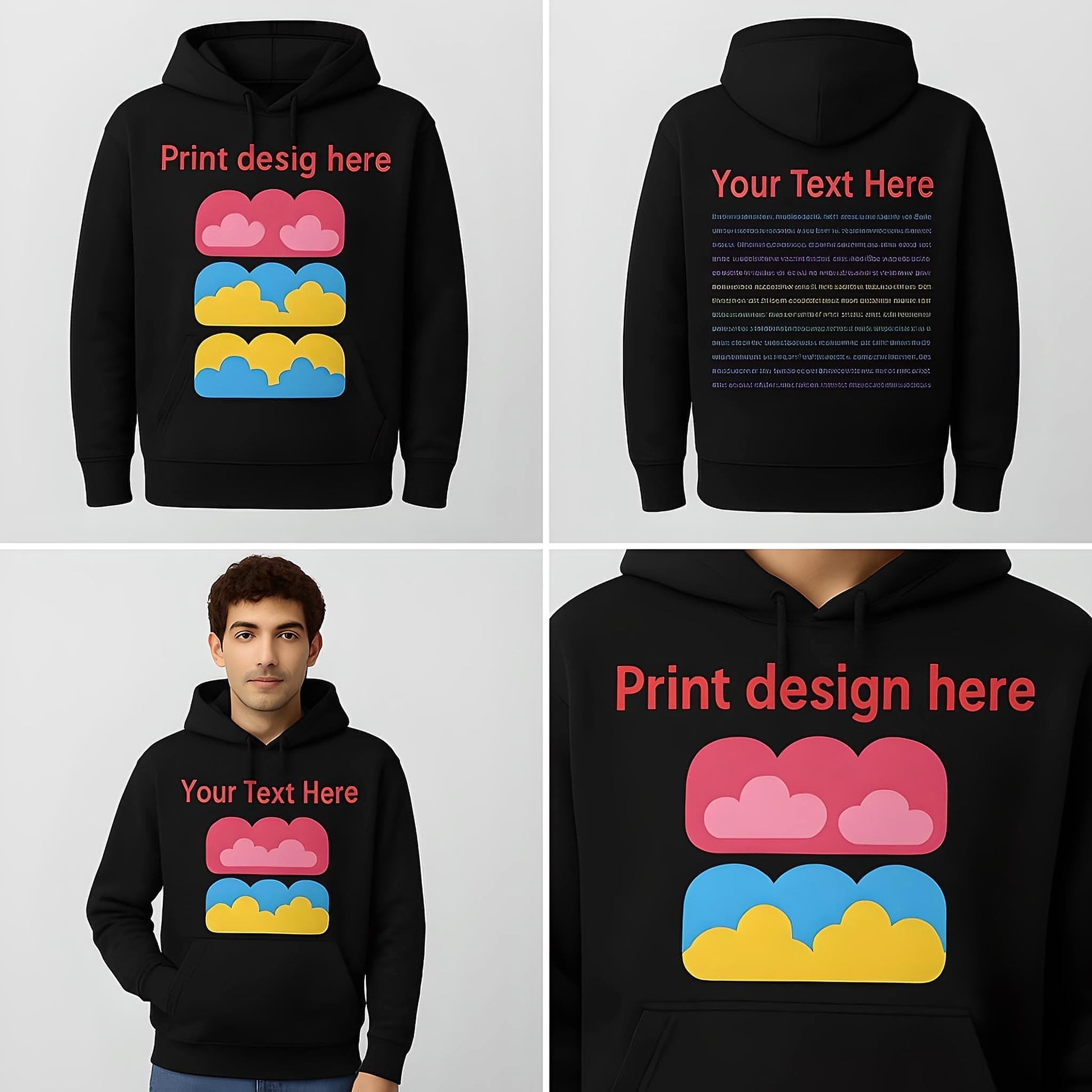 Men's Customizable Printed Long-Sleeved Hoodie - enhanced image 6