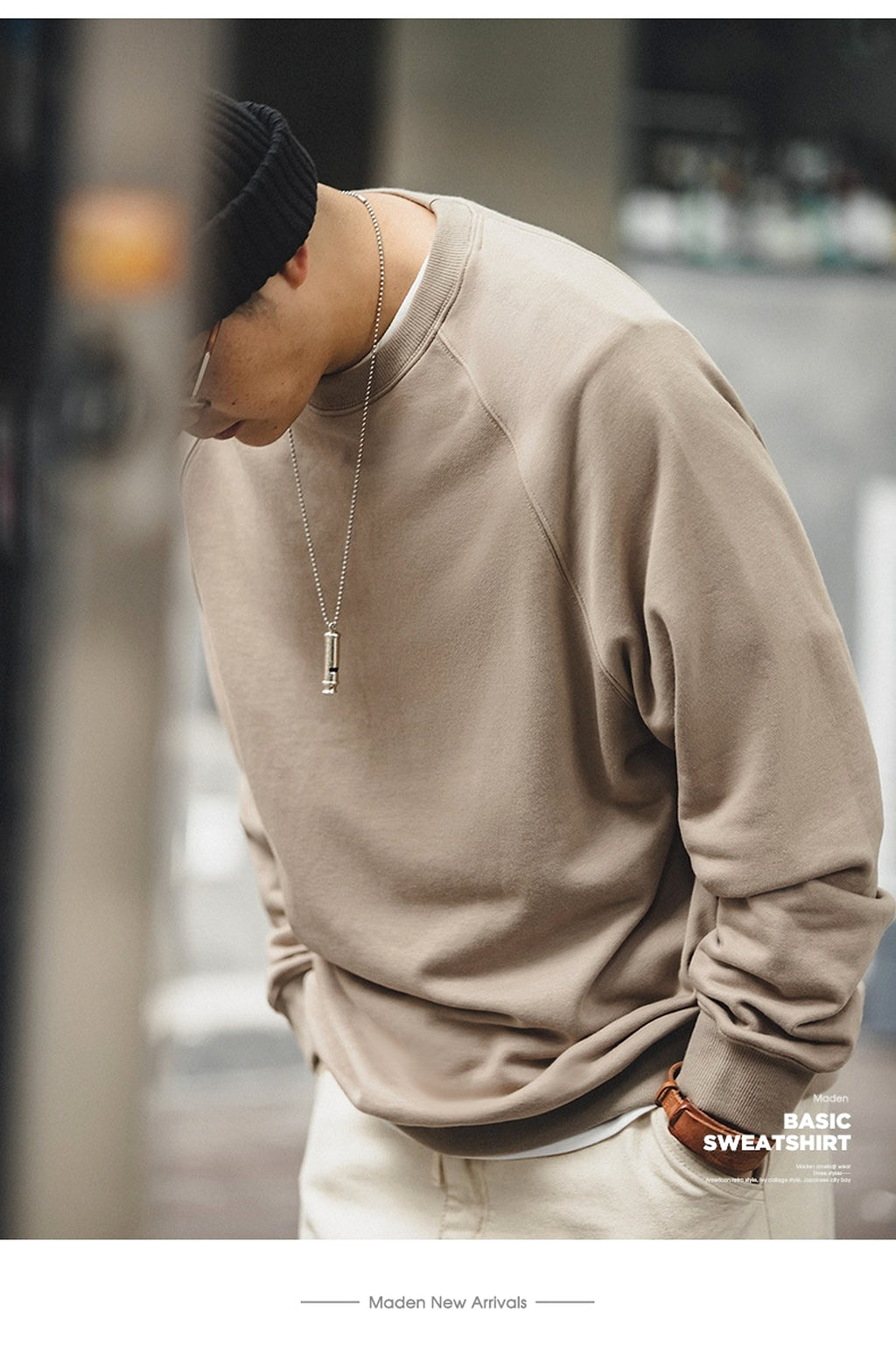 Men's Retro Washed Heavy Fabric Crewneck Sweater – Vintage Casual Style - enhanced image 6