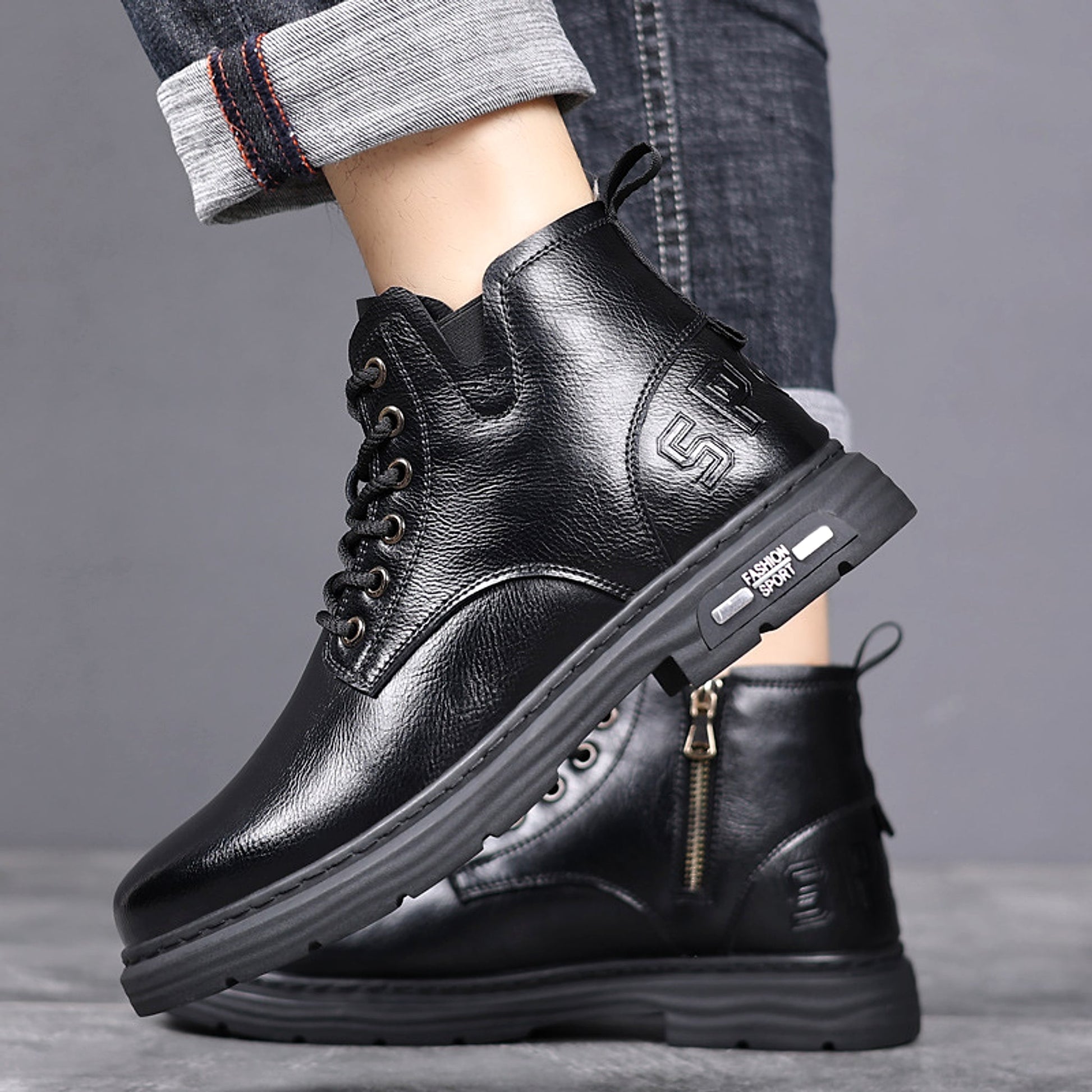 Men's Tooling Big Head Casual Martin Boots Warm - enhanced image 6