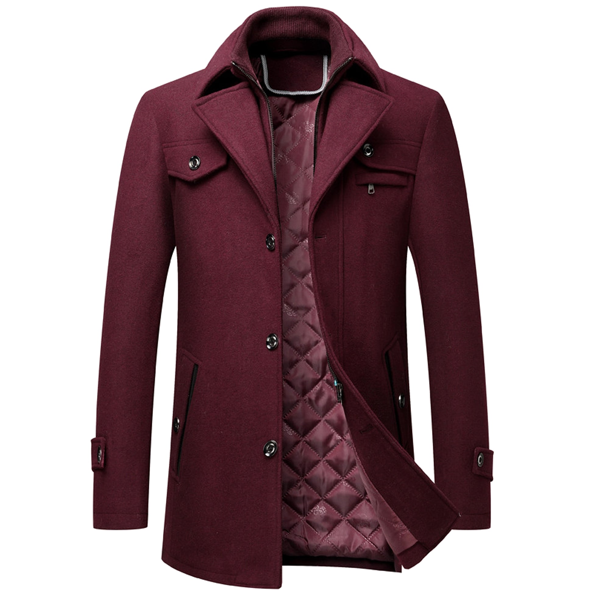 Men's Wool Woolen Thickened Overcoat Jacket - enhanced image 6