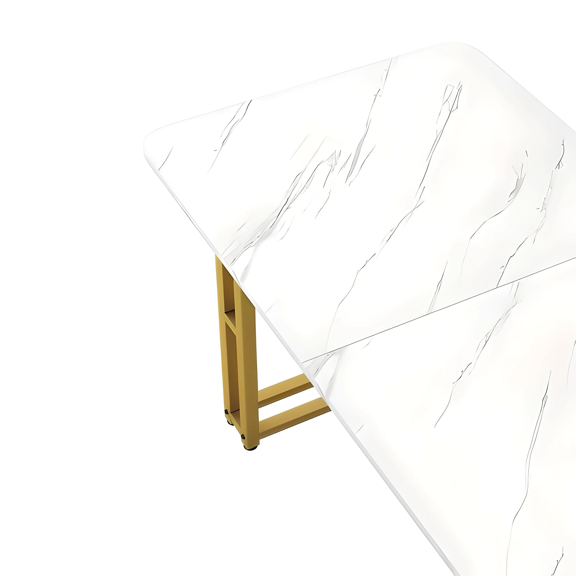 LuneluX_Home – Modern Rectangular Dining Table with Golden Metal Frame (120×70 cm) - enhanced image 6