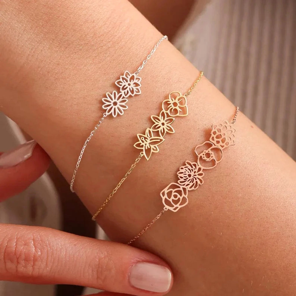Minimalist and Versatile Flower Bracelet – Birth Month Jewelry for December - enhanced image 6