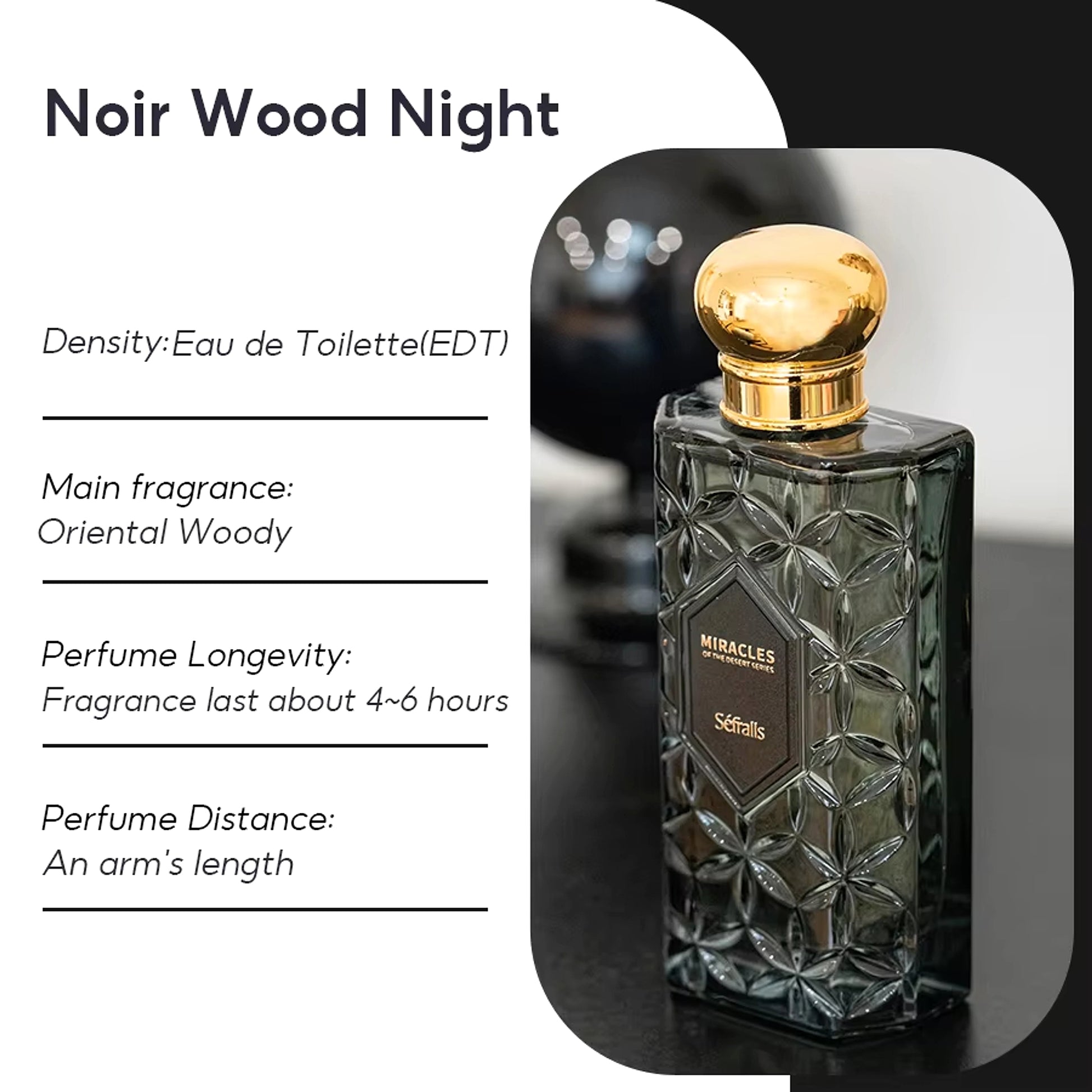 Miracles Sefralls Noir Wood Night Perfume Woody Fragrance Luxury Perfumes Woody  Long Lasting Signature GRACEFUL Fragrance - enhanced image 6