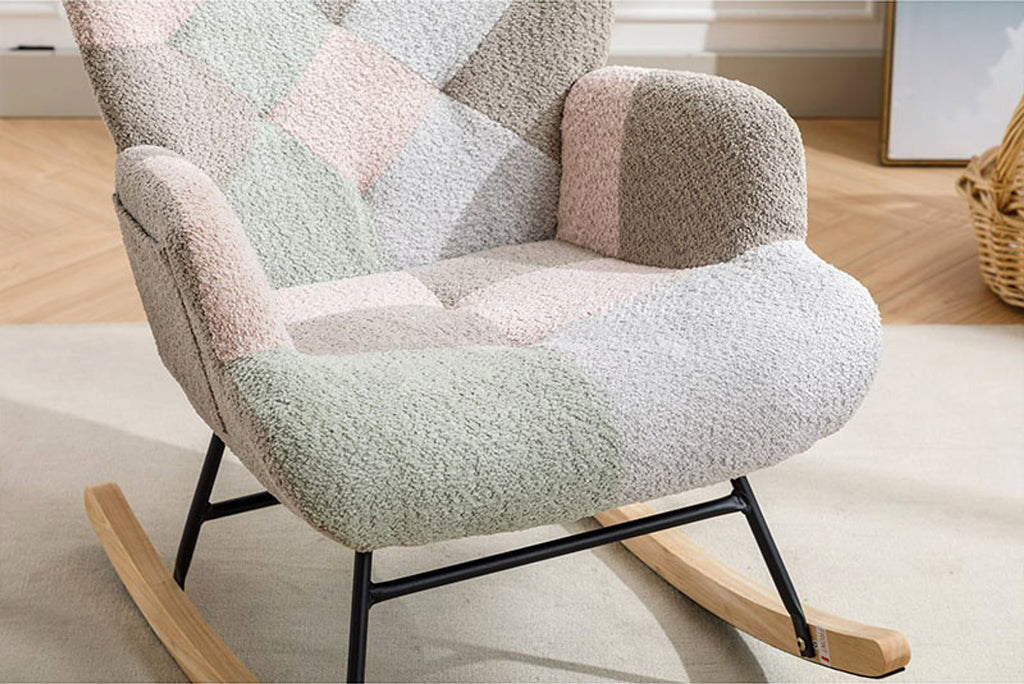 Modern Patchwork Rocking Chair – Macaron Edition - enhanced image 6