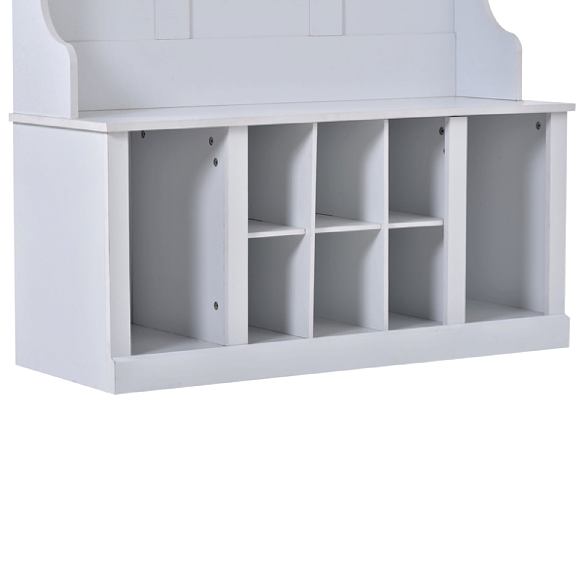 LuneluX_Home – Modern Farmhouse Hall Tree with Storage Bench & Hooks (White) - enhanced image 6