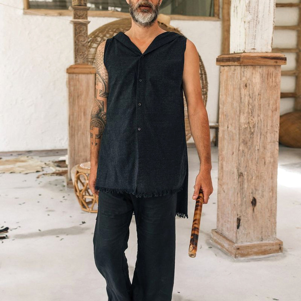 Multicolor Waistcoat Cotton And Linen Washing Vest Sleeve-Less DressShirt Men - enhanced image 6
