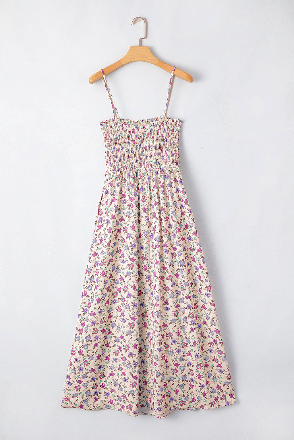 Multicolour Bohemian Ditsy Floral Smocked Fit Flare Sundress - enhanced image 6